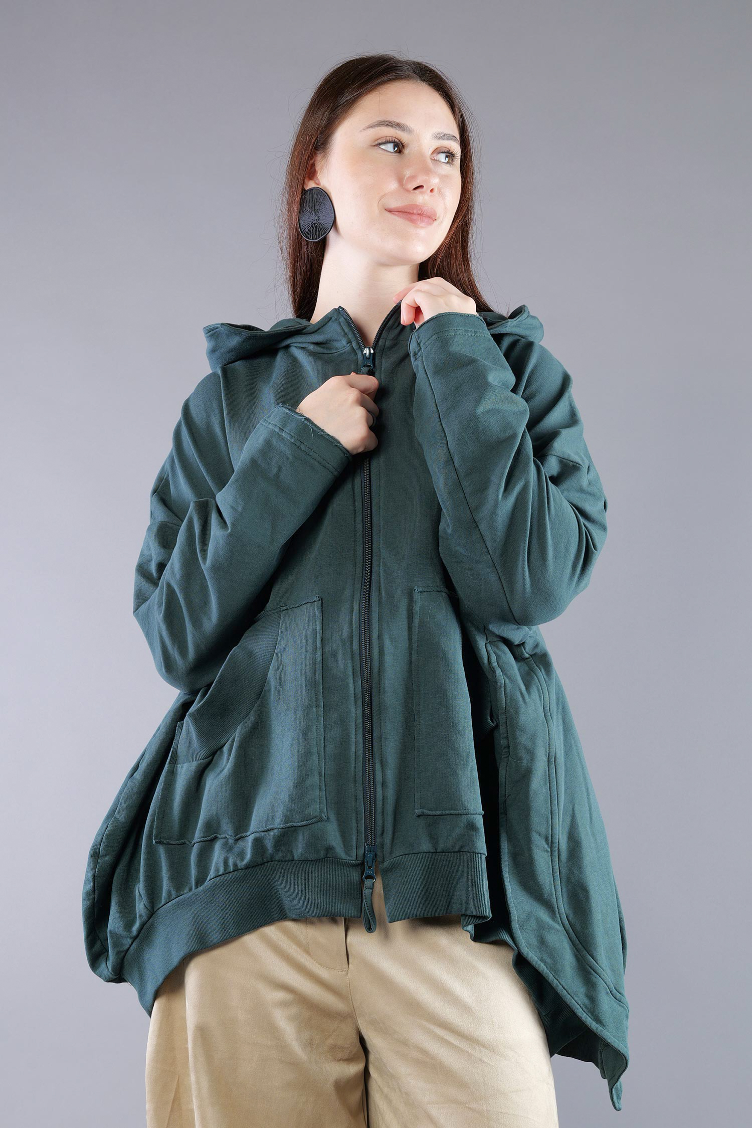 Oversized sweat jacket - Forest - 2263251102