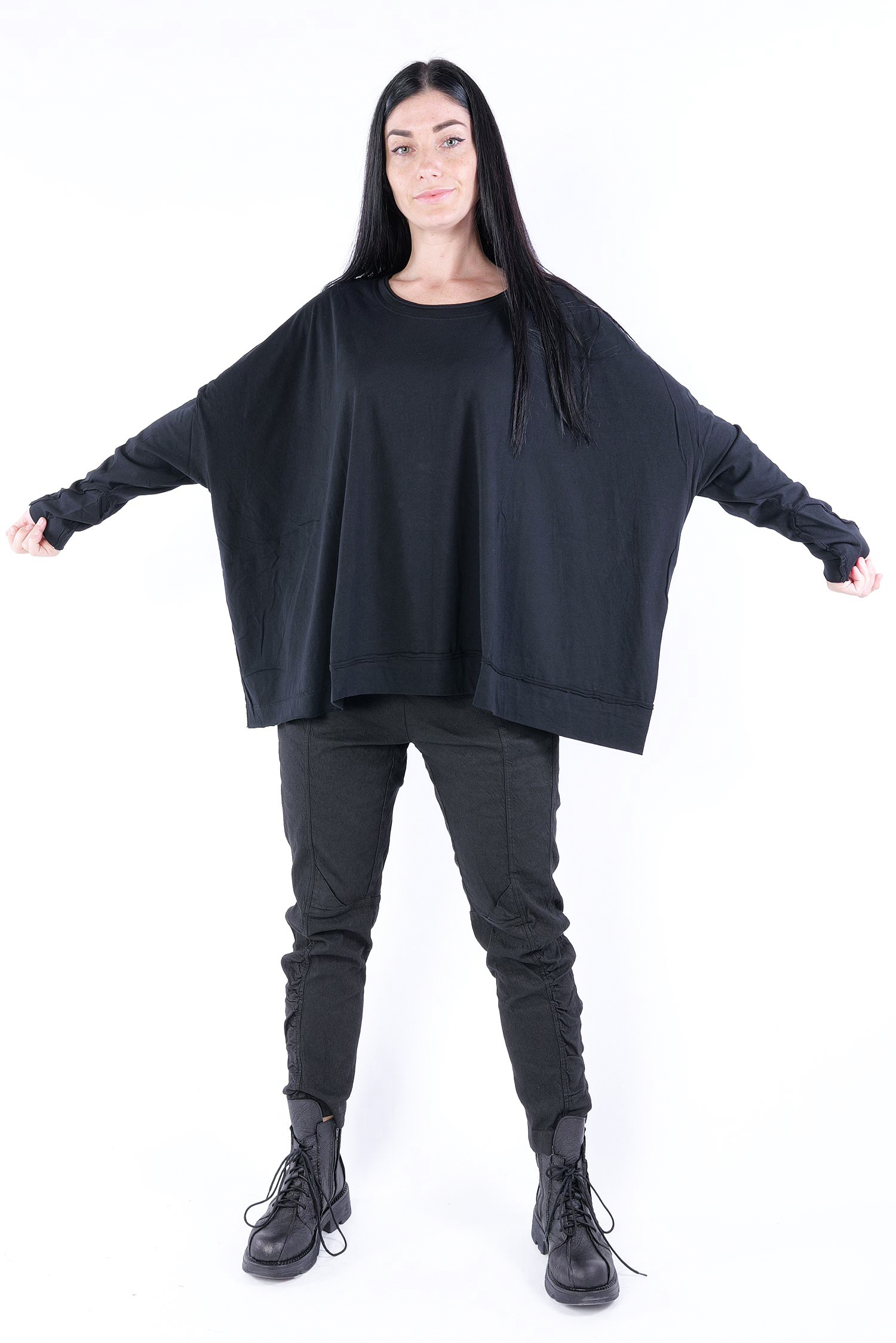 Oversize Jerseypullover - Schwarz - 2253330506
