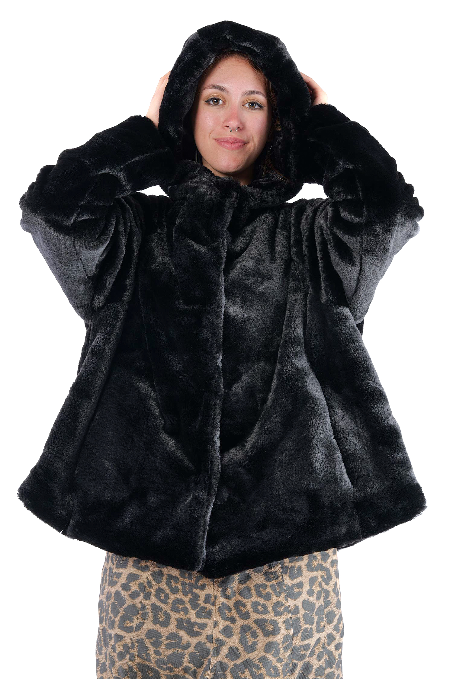 Kunstfelljacke - Schwarz - 2263431103