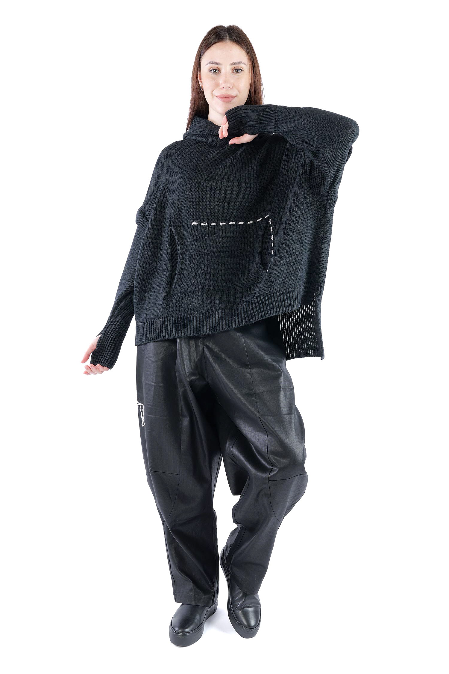 Strick Hoodie - Schwarz - Edooh