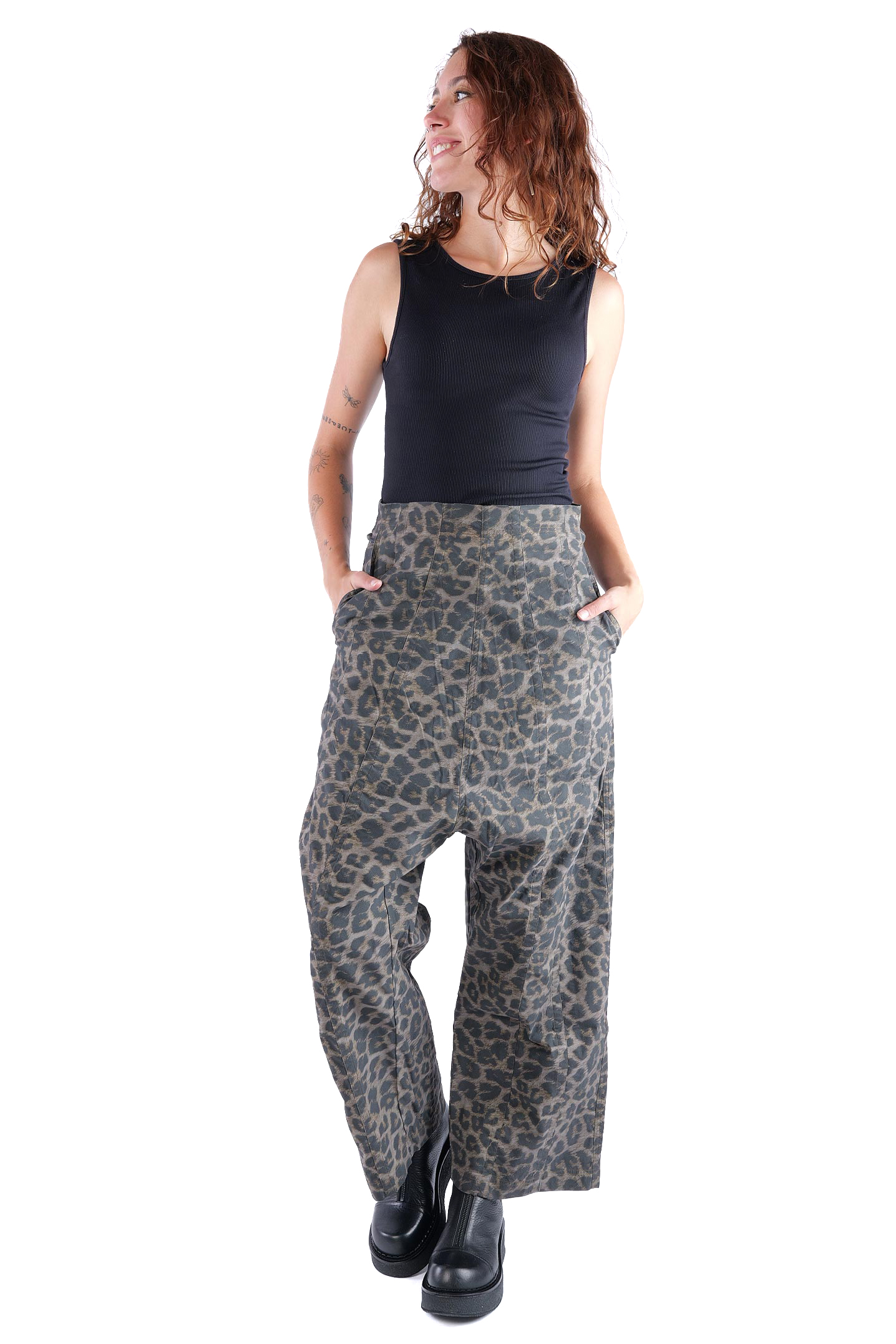 Weite Stretchhose - Leo black cloud - 2261390106