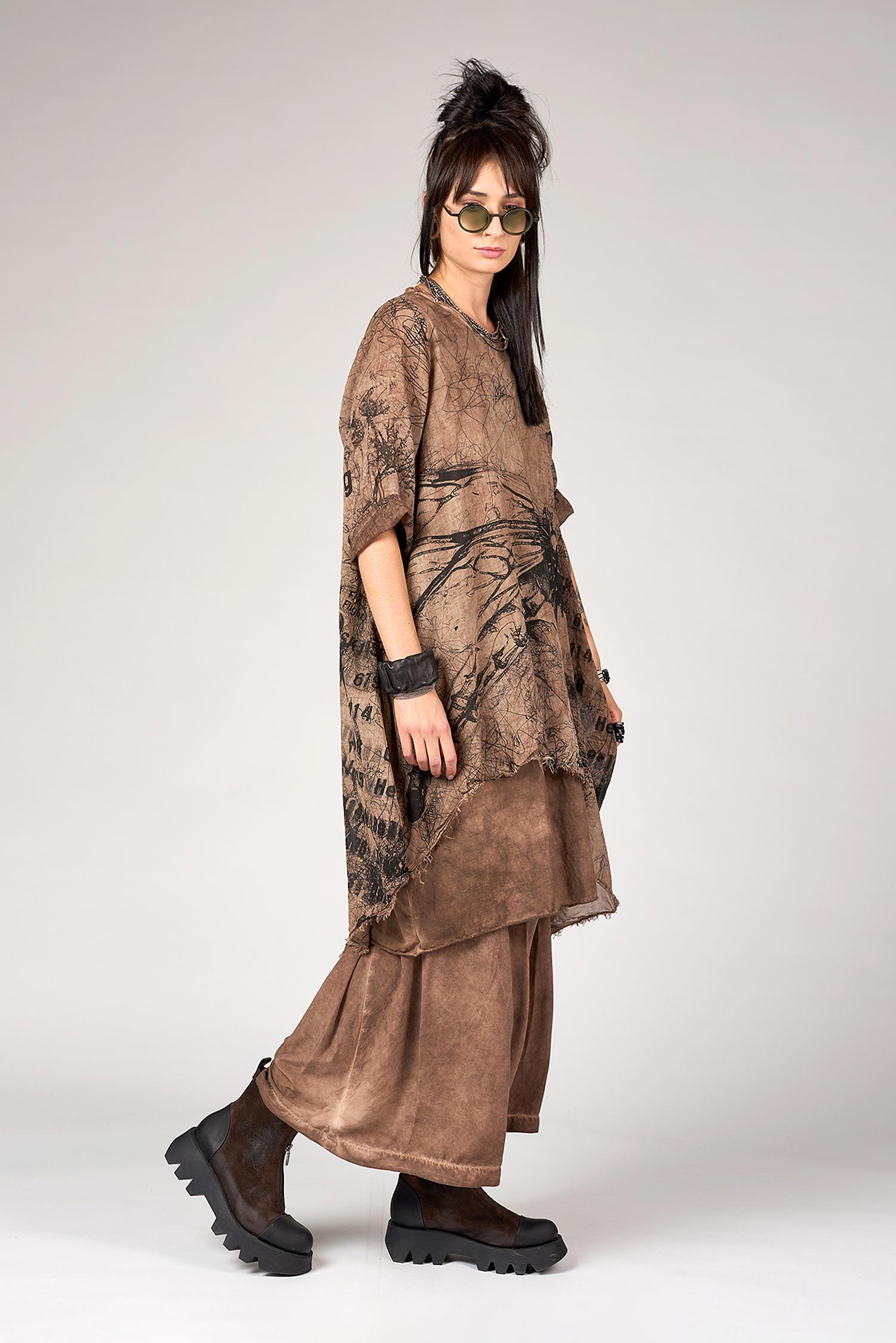 Doppellagige Tunika - Schwarz - Tisla