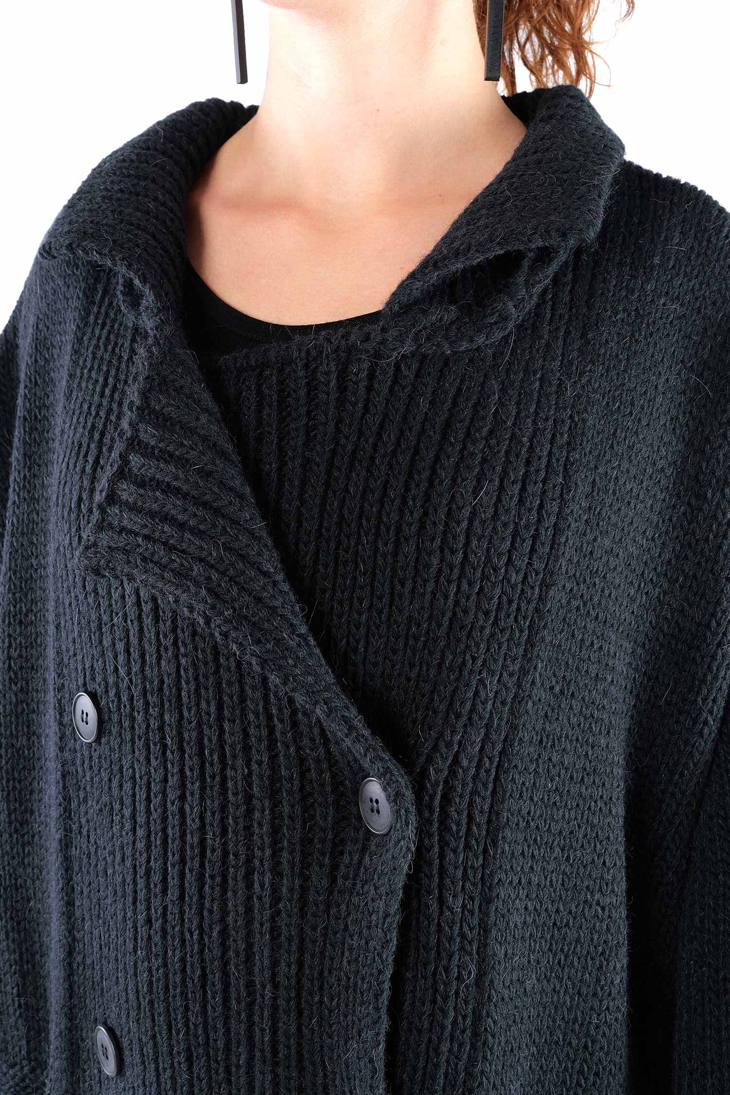 Oversize Strickmantel - Schwarz - Kongo