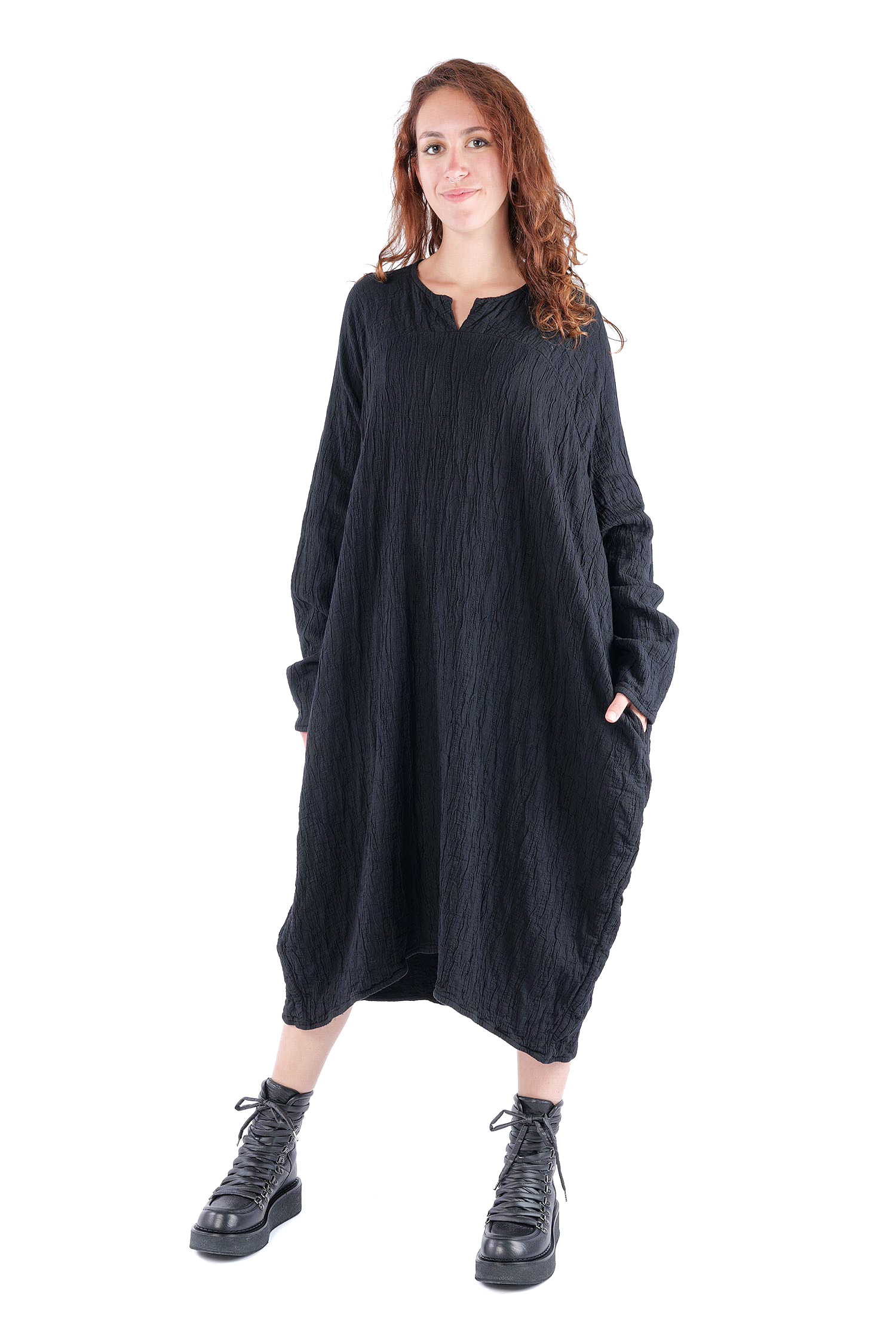 Tulpiges Oversizekleid - Schwarz - Hausleib