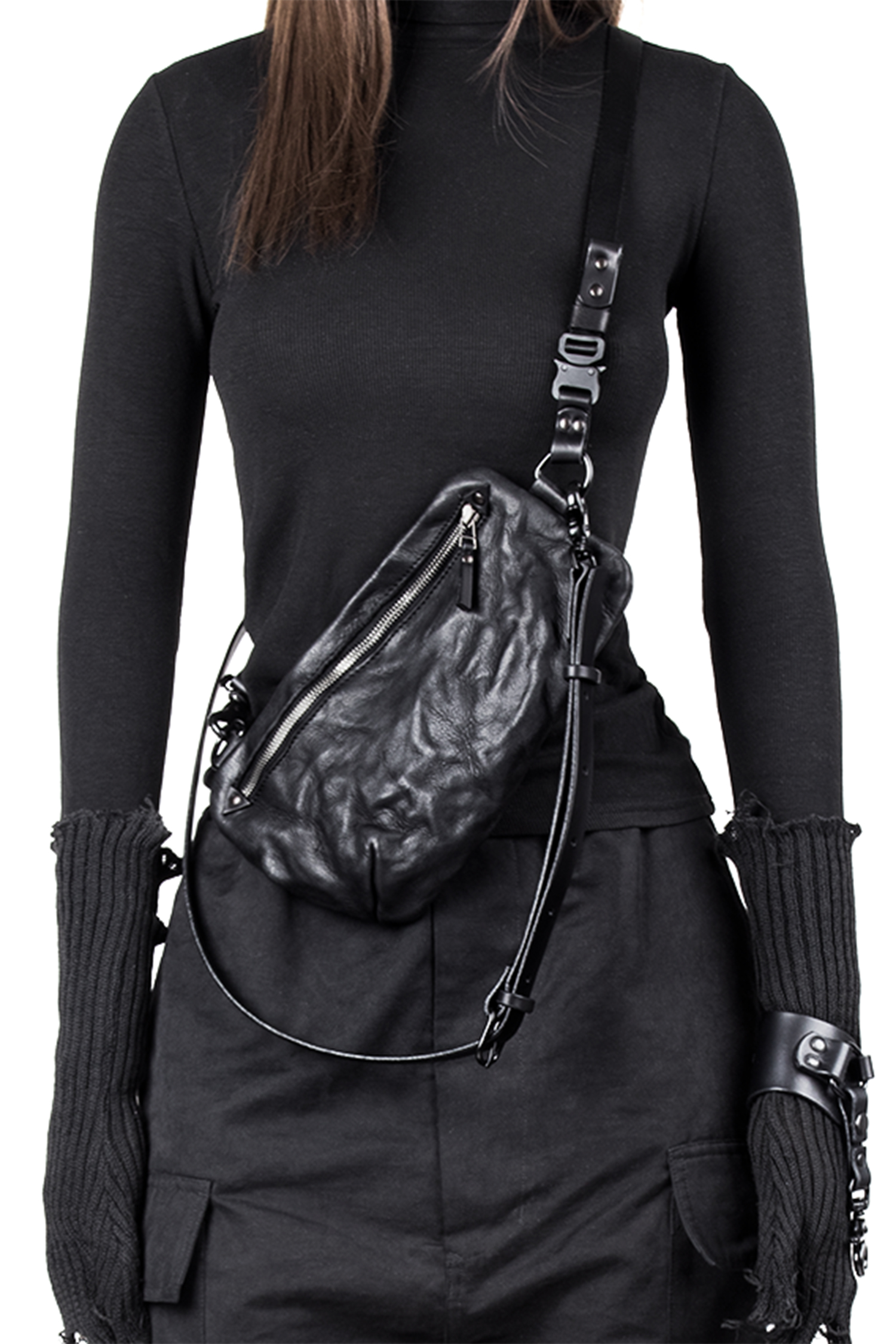 Leather shoulder bag - black - Ren