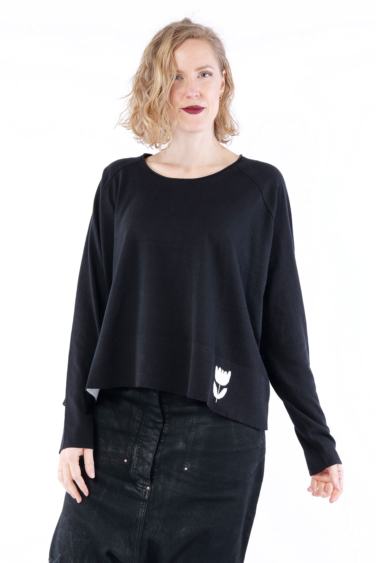 Feinstrickpullover - Schwarz - 1263330711