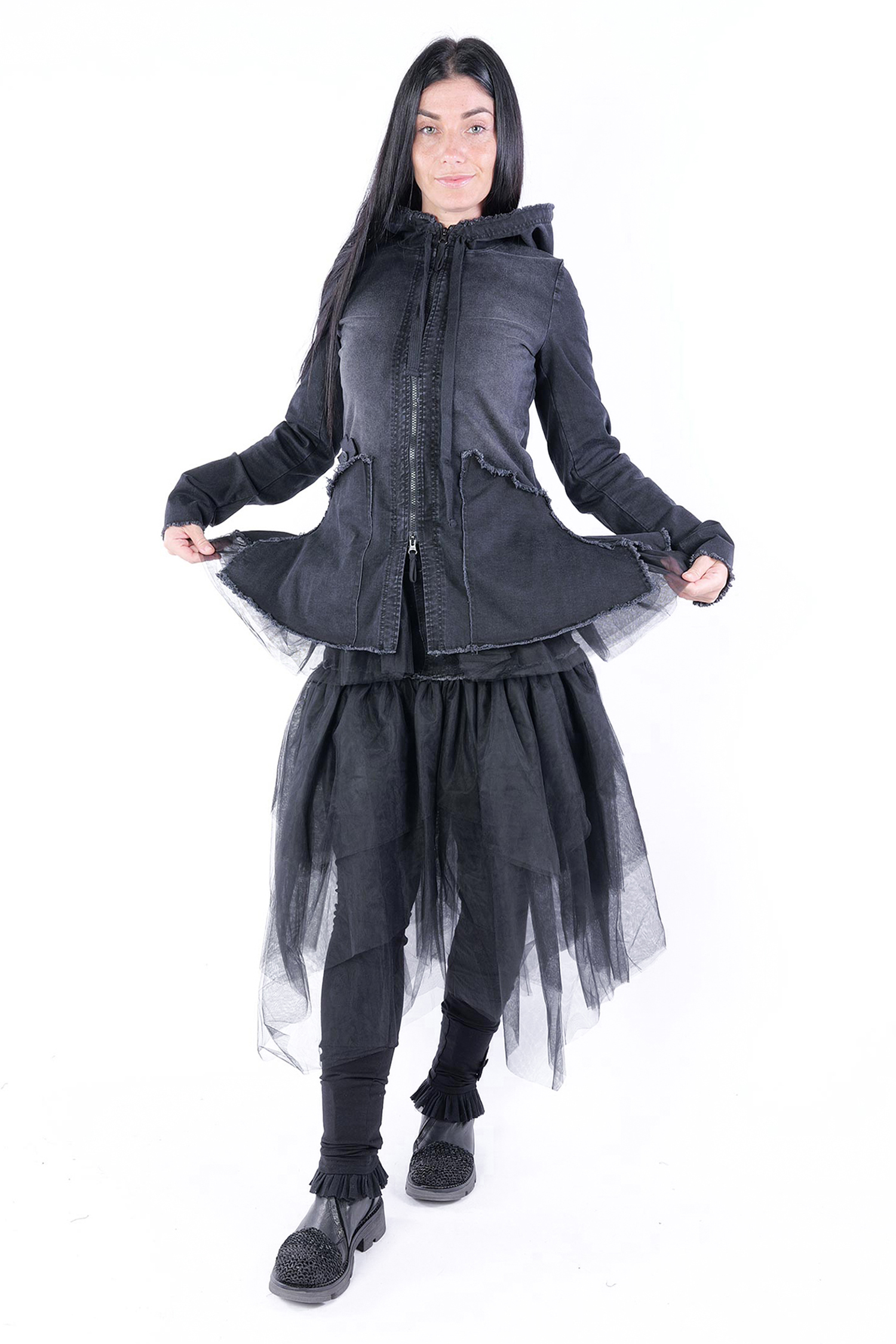 Jeansjacke mit Tüll - Jeans - 8047