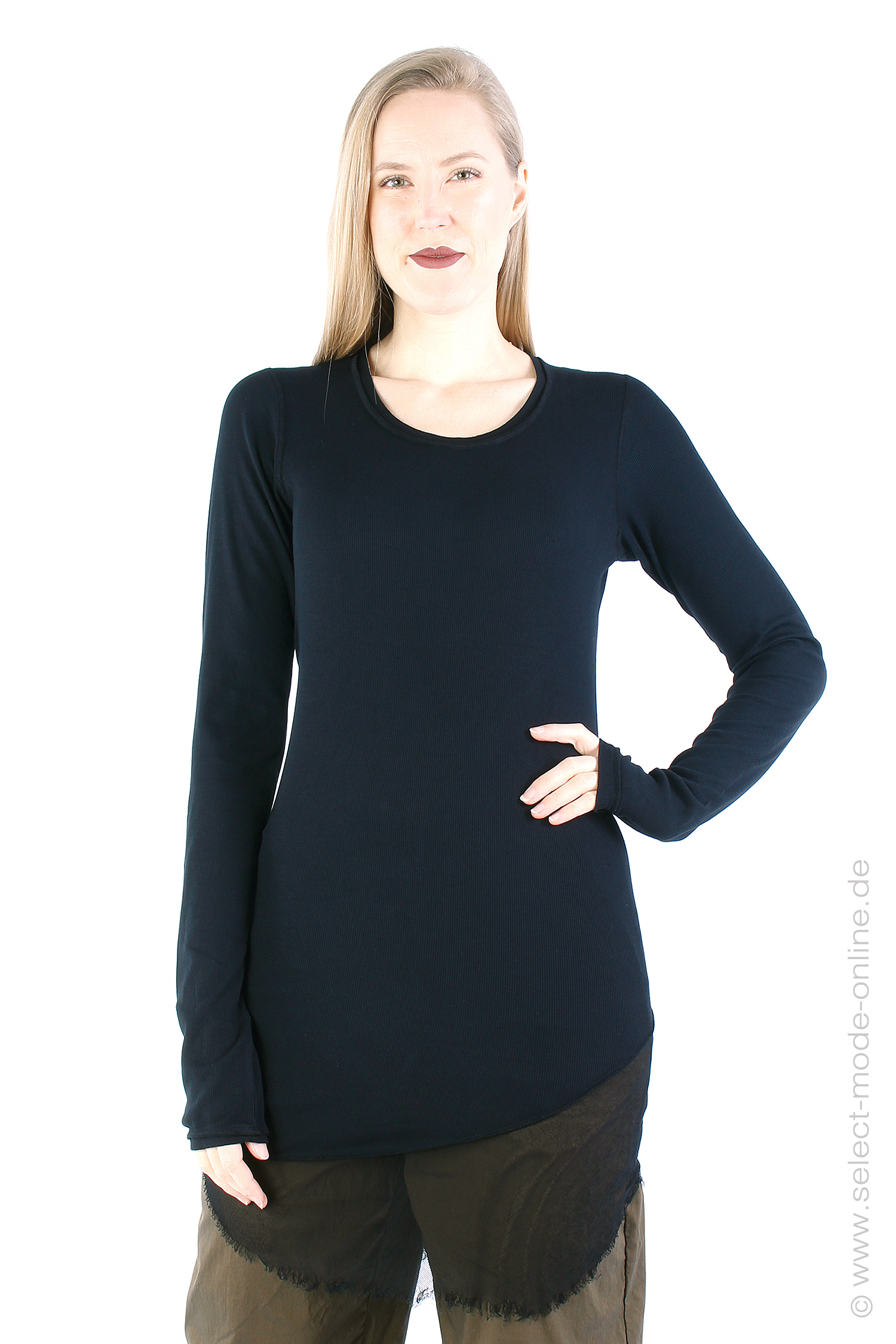 Longsleeve mit Tüllsaum - Schwarz - 1242280503