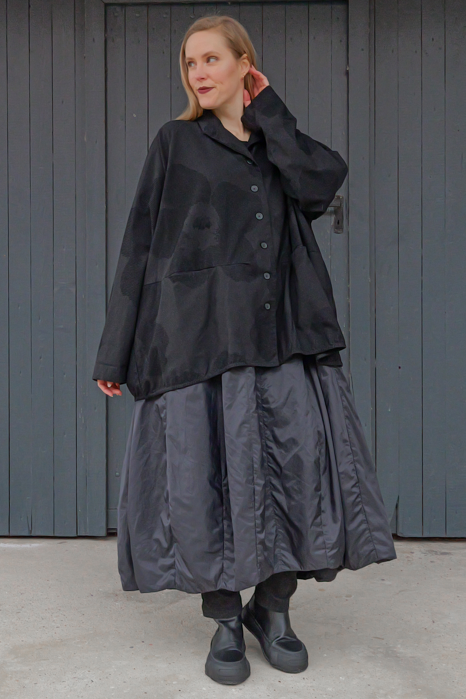 Stretch oversize Jacke - Black blackflock - 2253391103