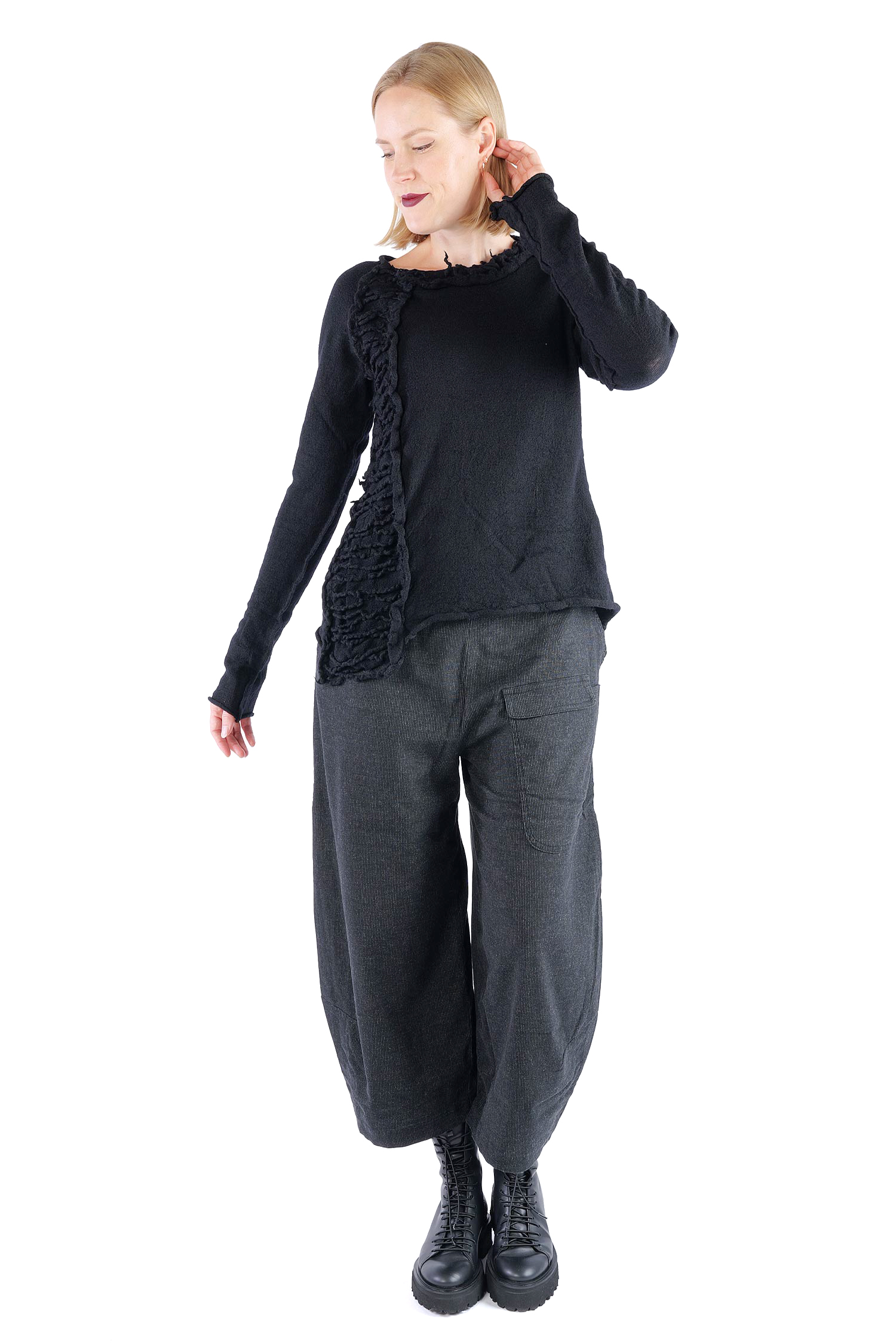 Dekorativer Wollpullover - Schwarz - 2262680705