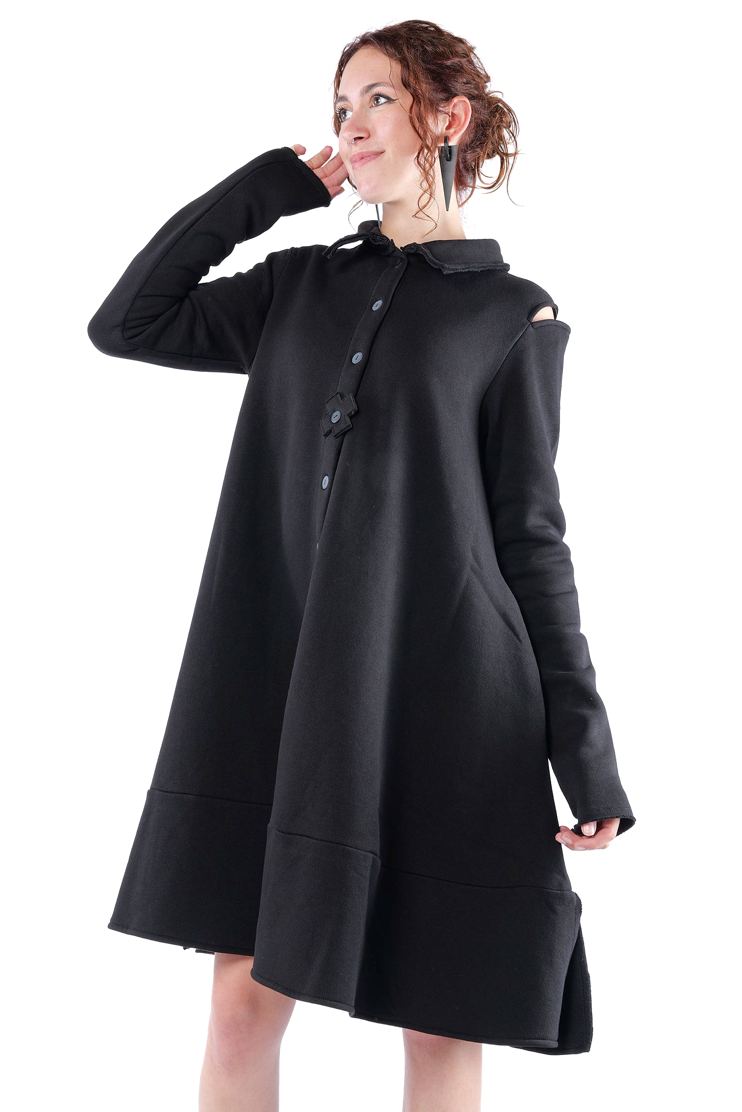 Mantel-Kleid - Schwarz - 1158