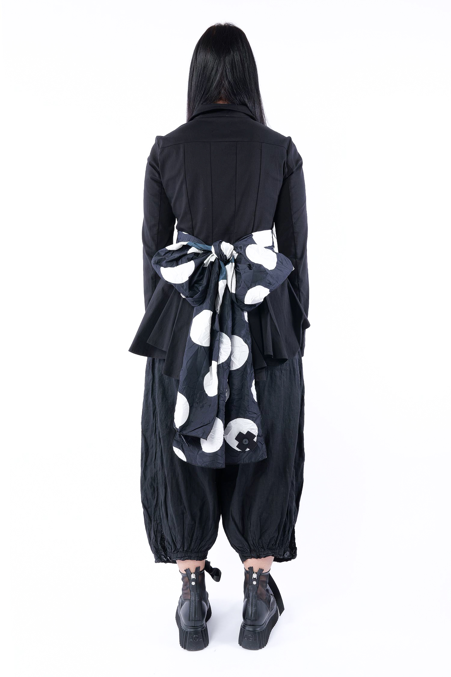 Langer Schal - Black white dots - 1761