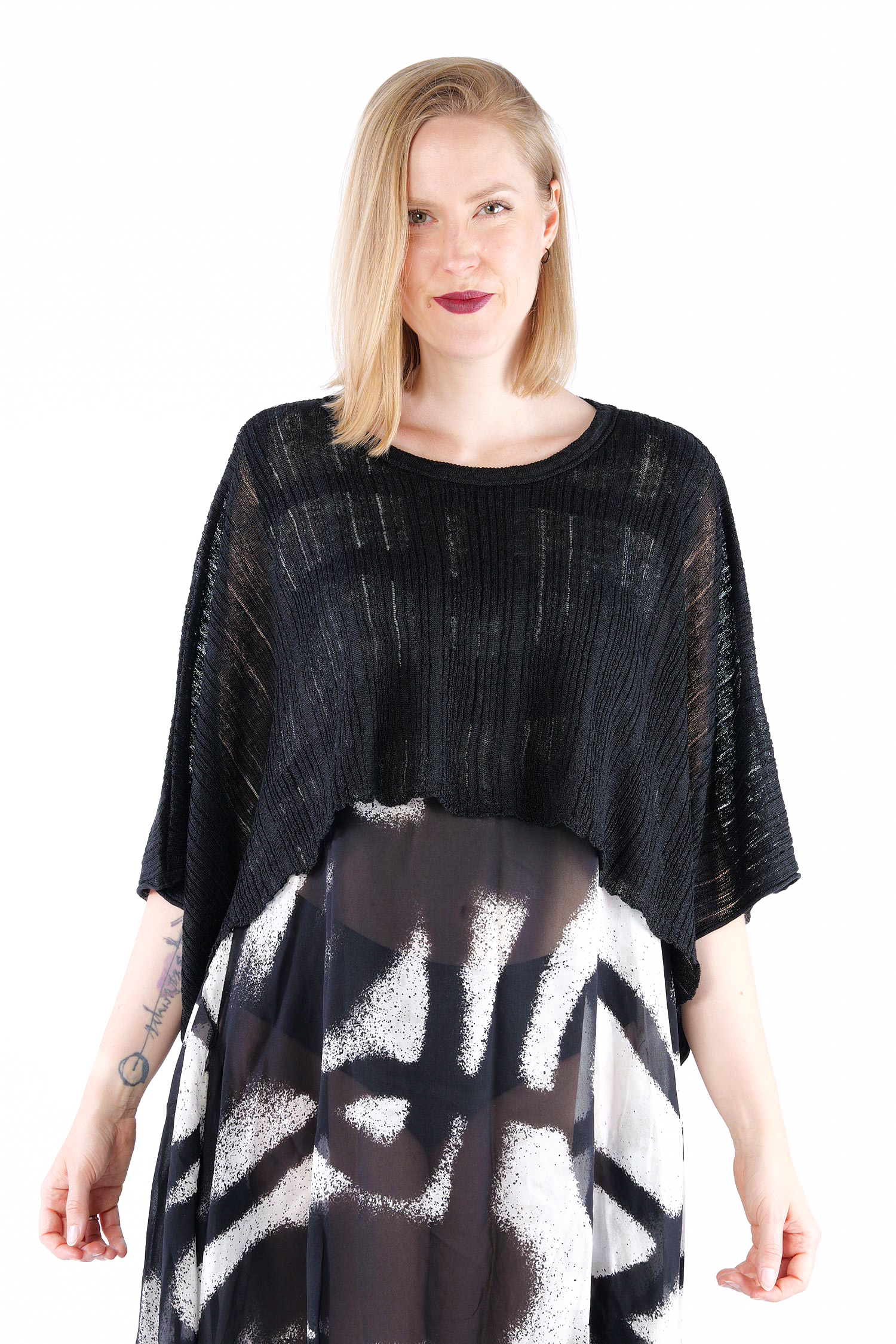 Leinen Strickpullover - Schwarz - Flaxa
