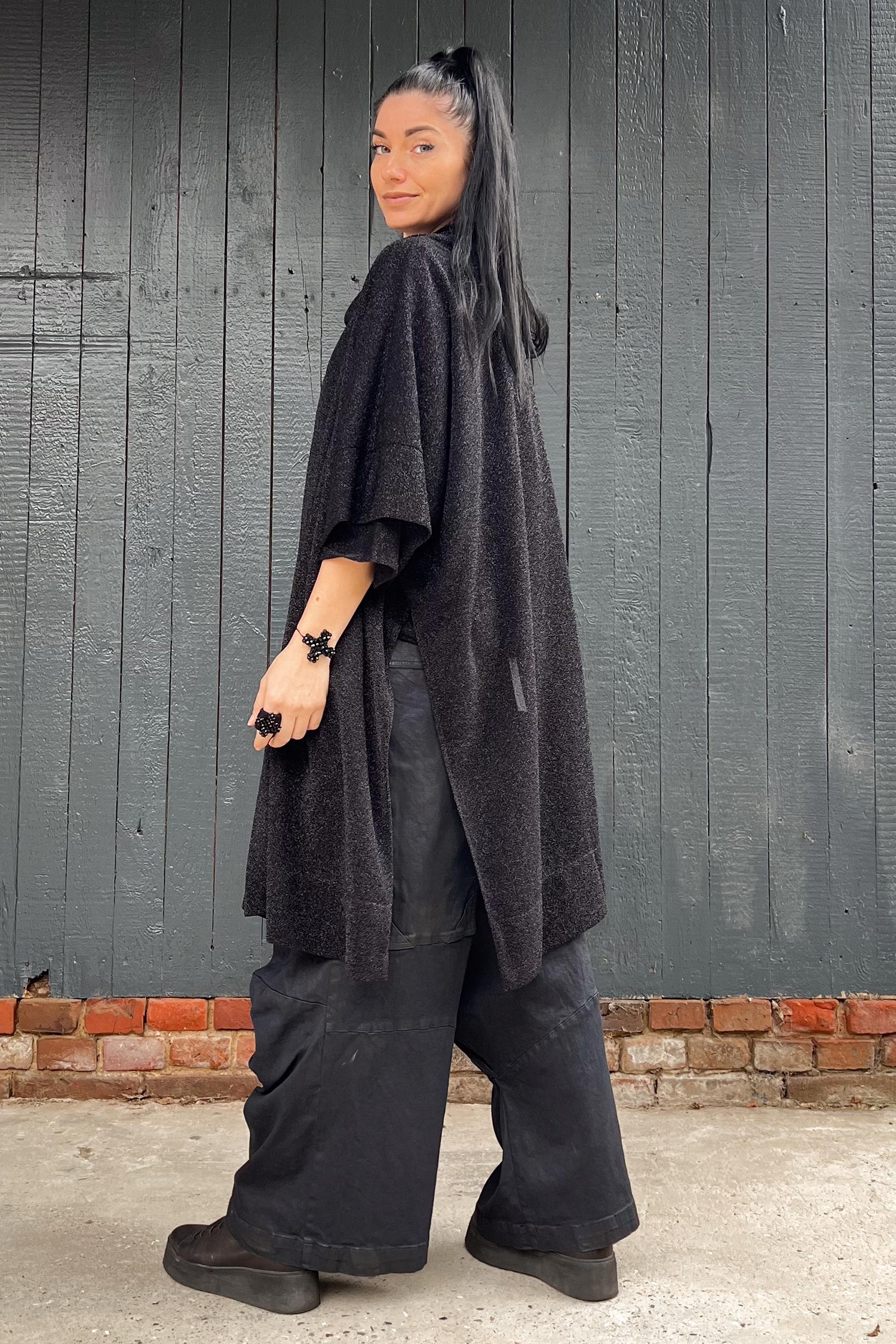 Glitzer Cardigan - Schwarz - W25-91