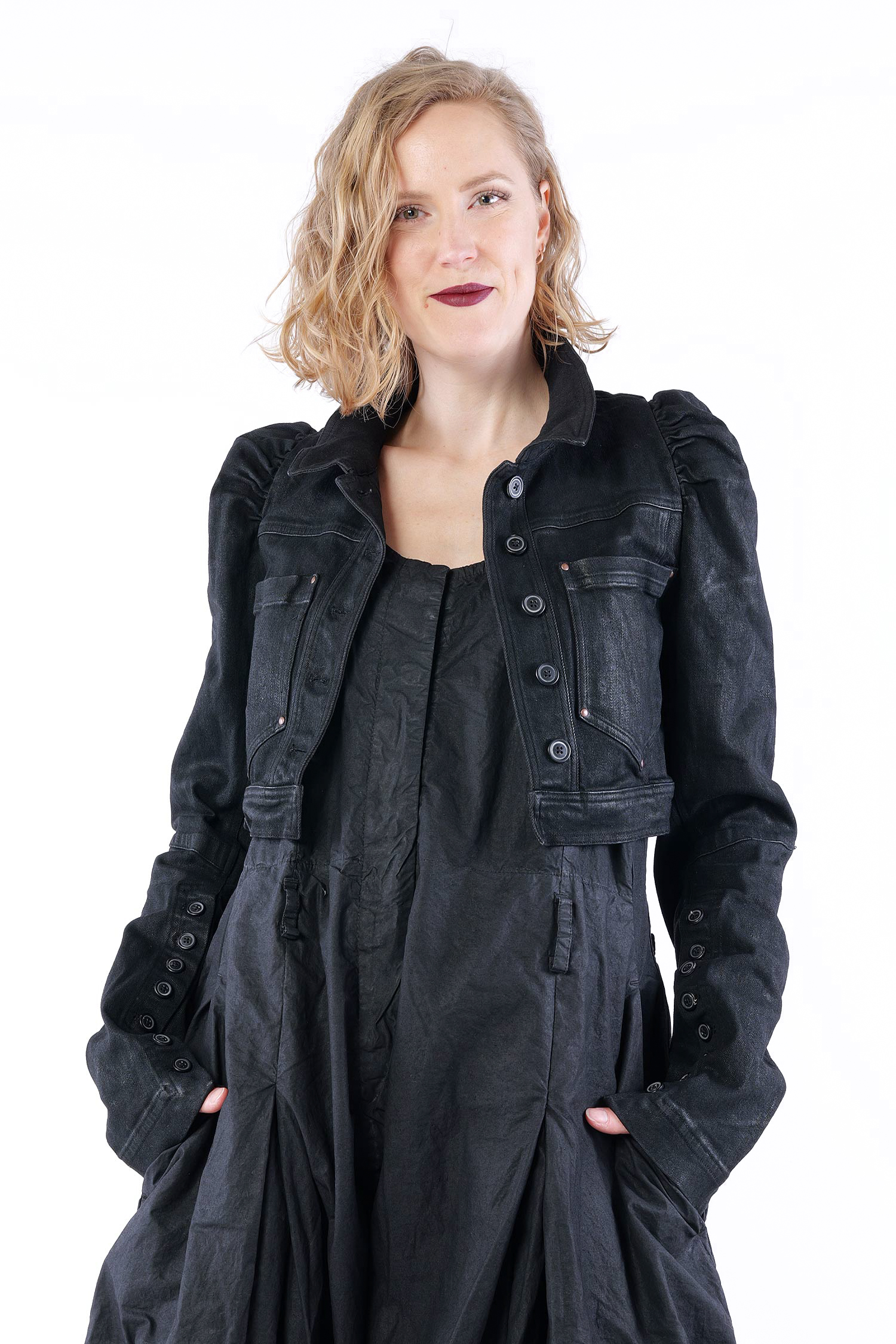 Kurze Jeansjacke - Black gloss - 1262031126