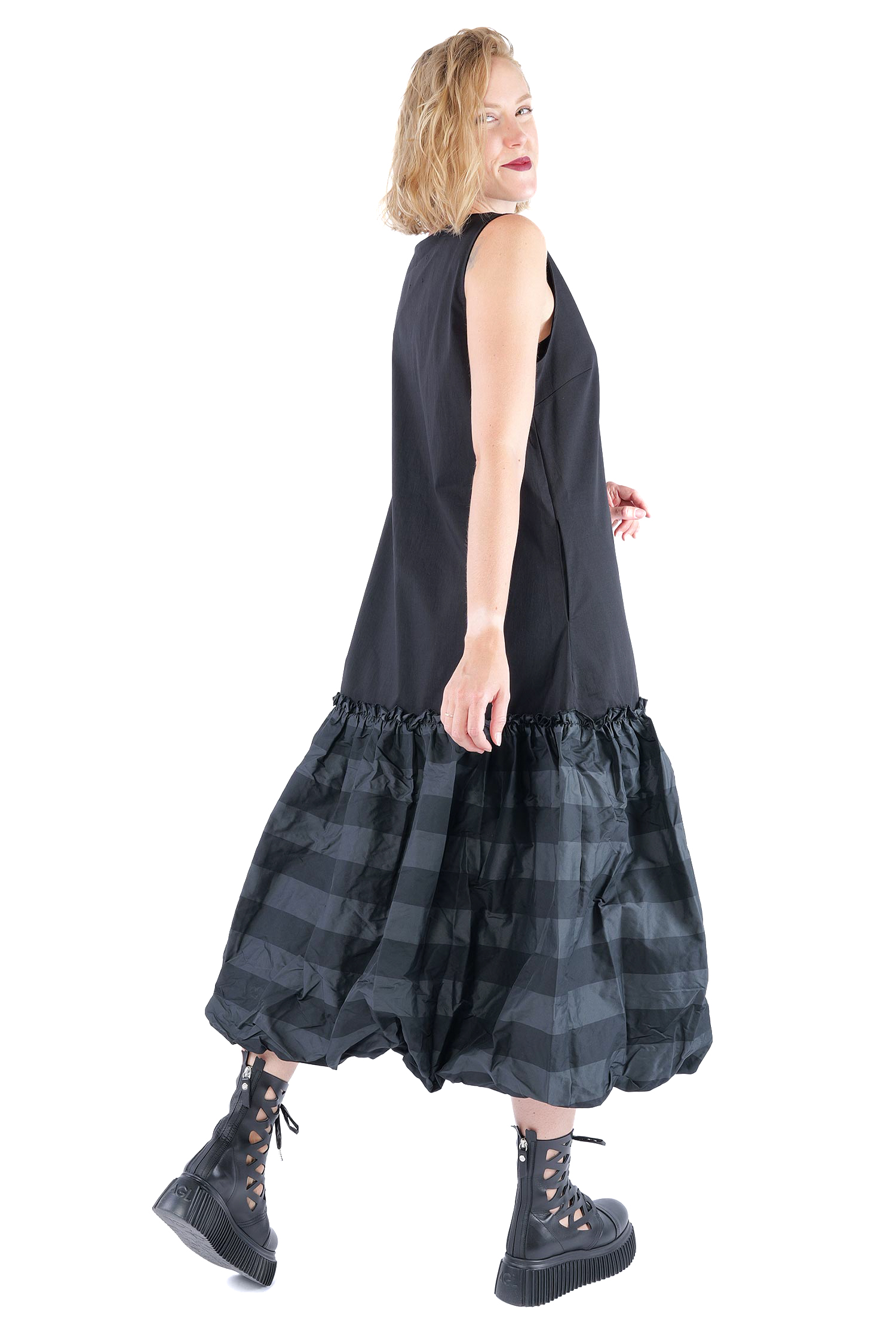 Stretchkleid - Black widestripe - 1163