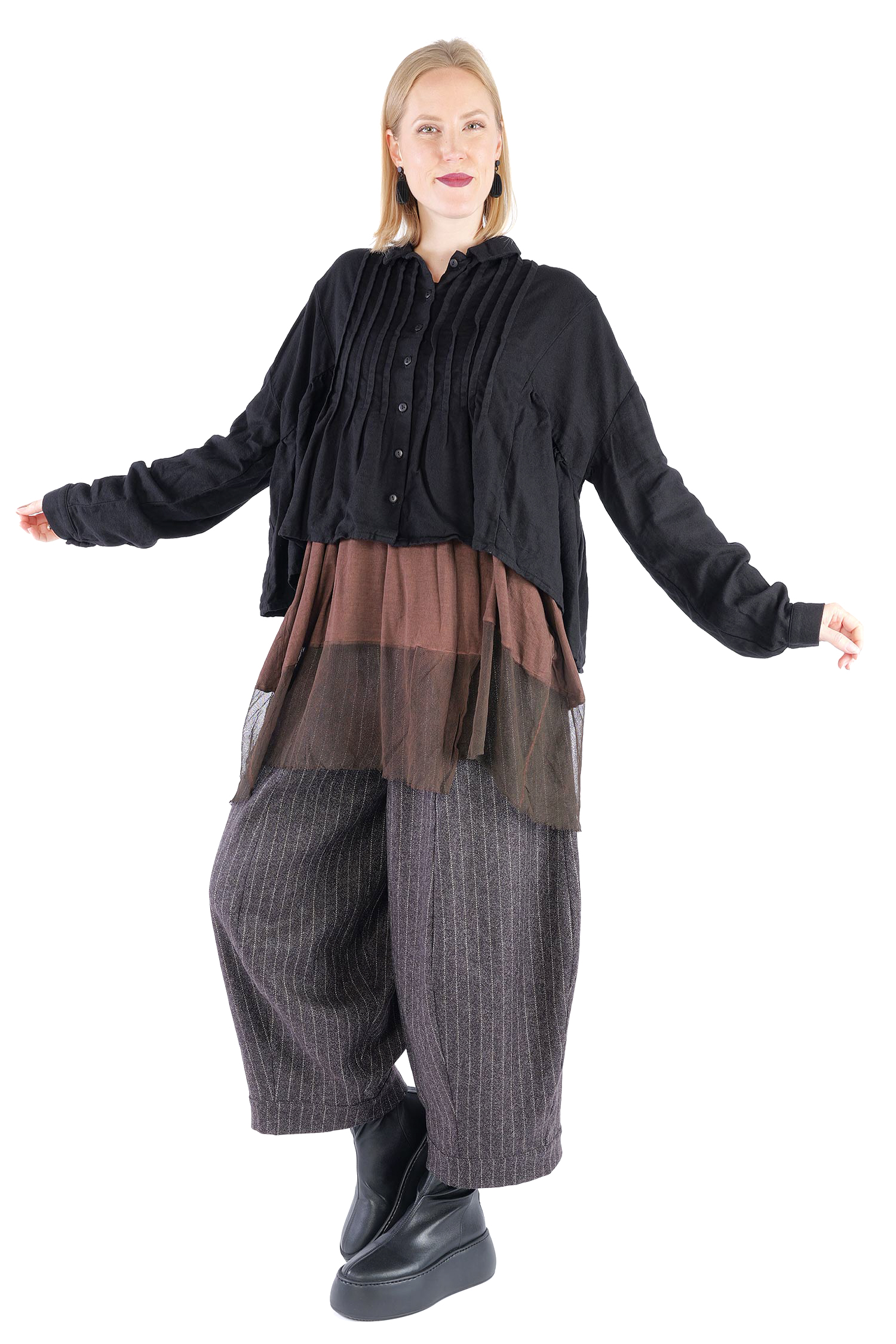 Kurze Flanelljacke - Schwarz - Innenfrei