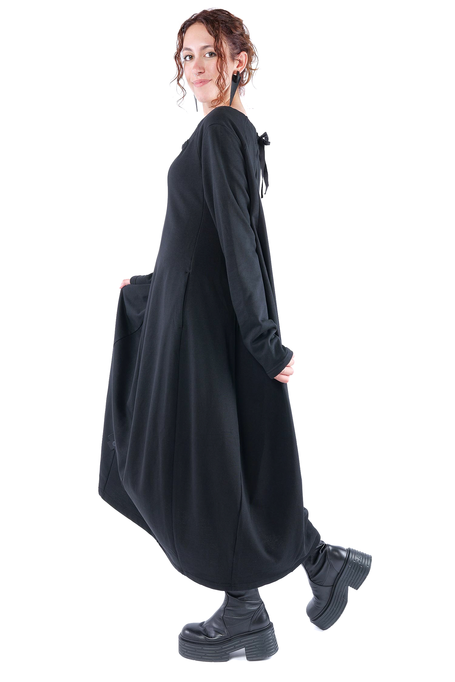 Tulpiges Sweatkleid - Schwarz - 1161