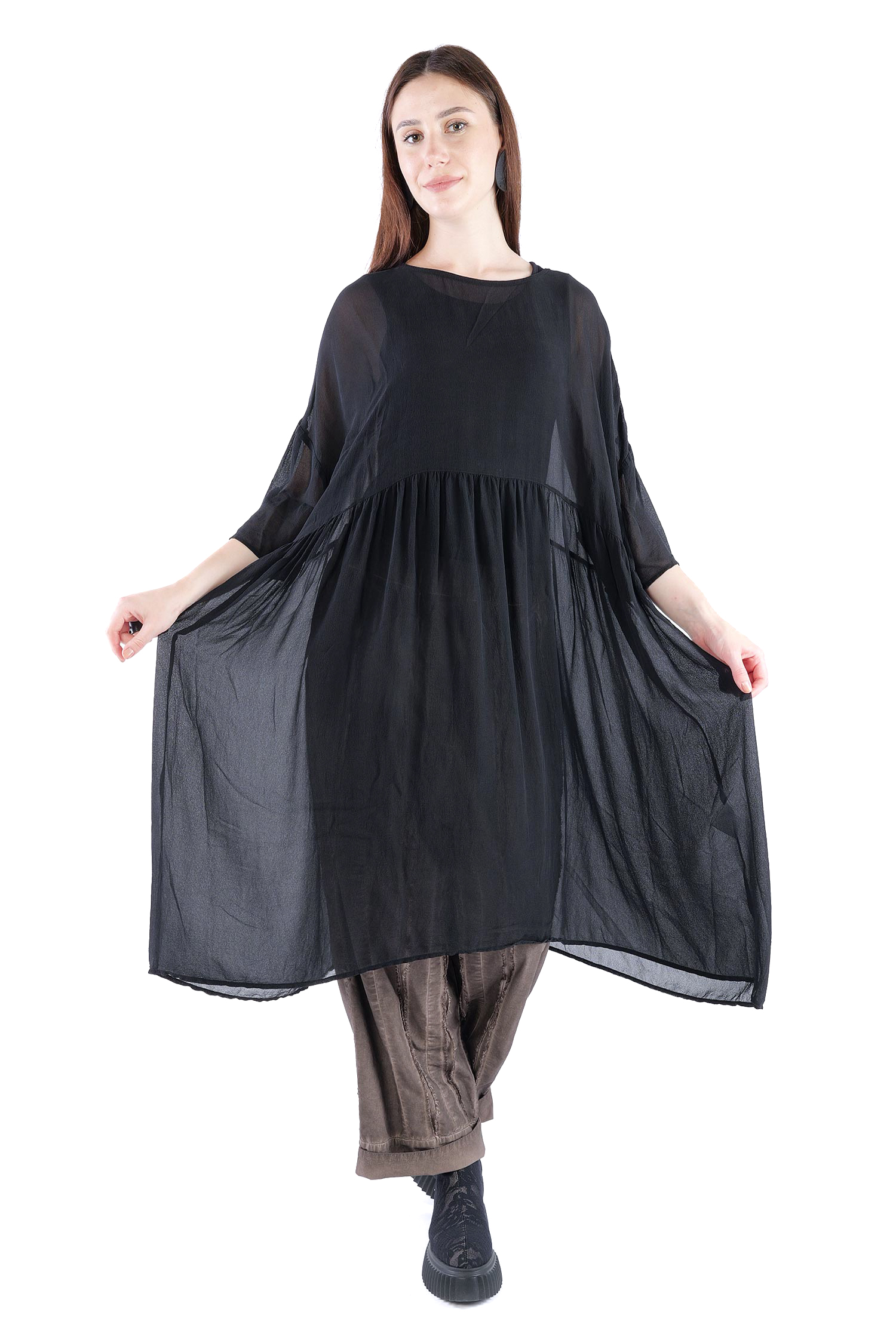 Oversize Seidenkleid - Schwarz - Meinsein
