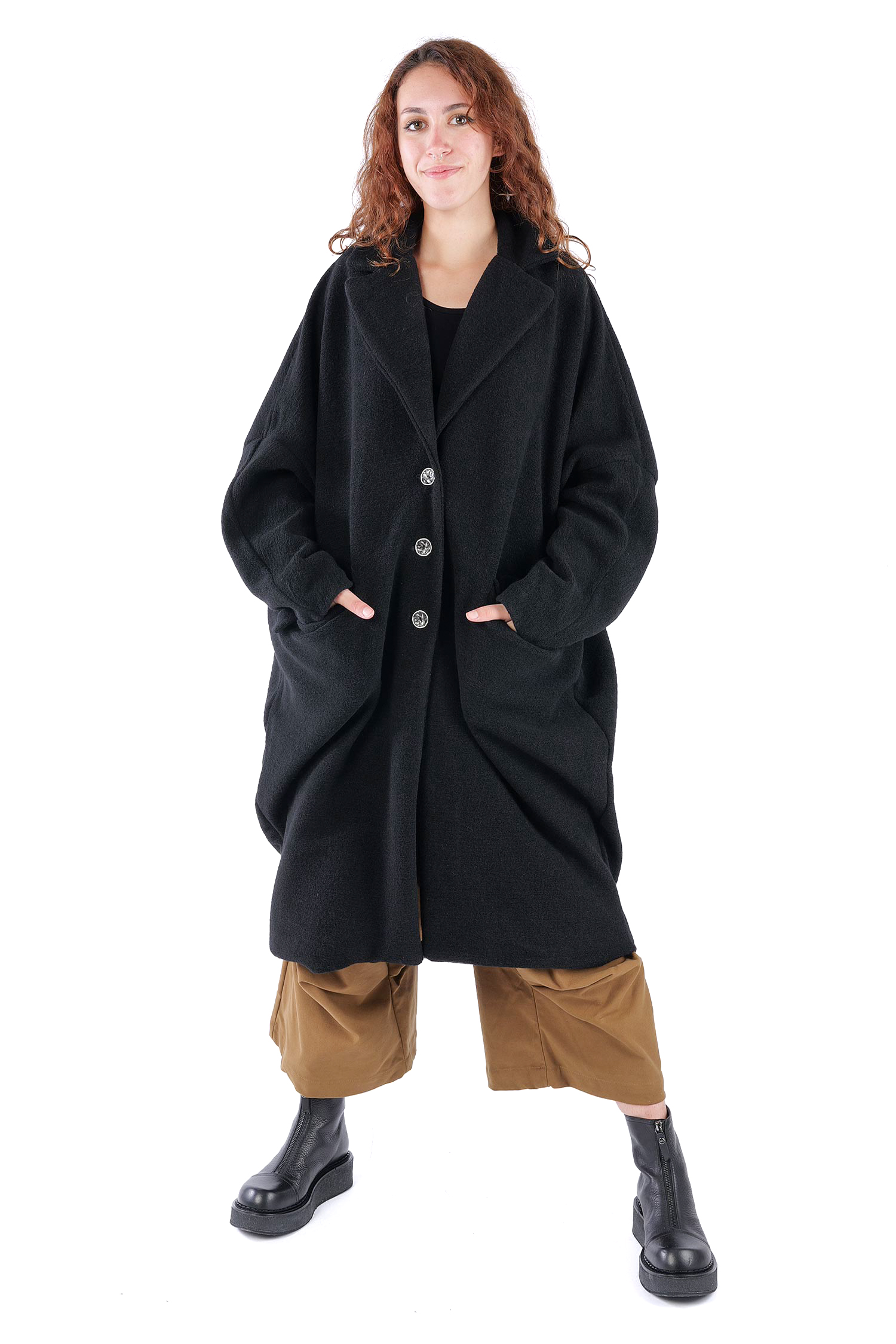 Oversize Wintermantel - Schwarz - S491