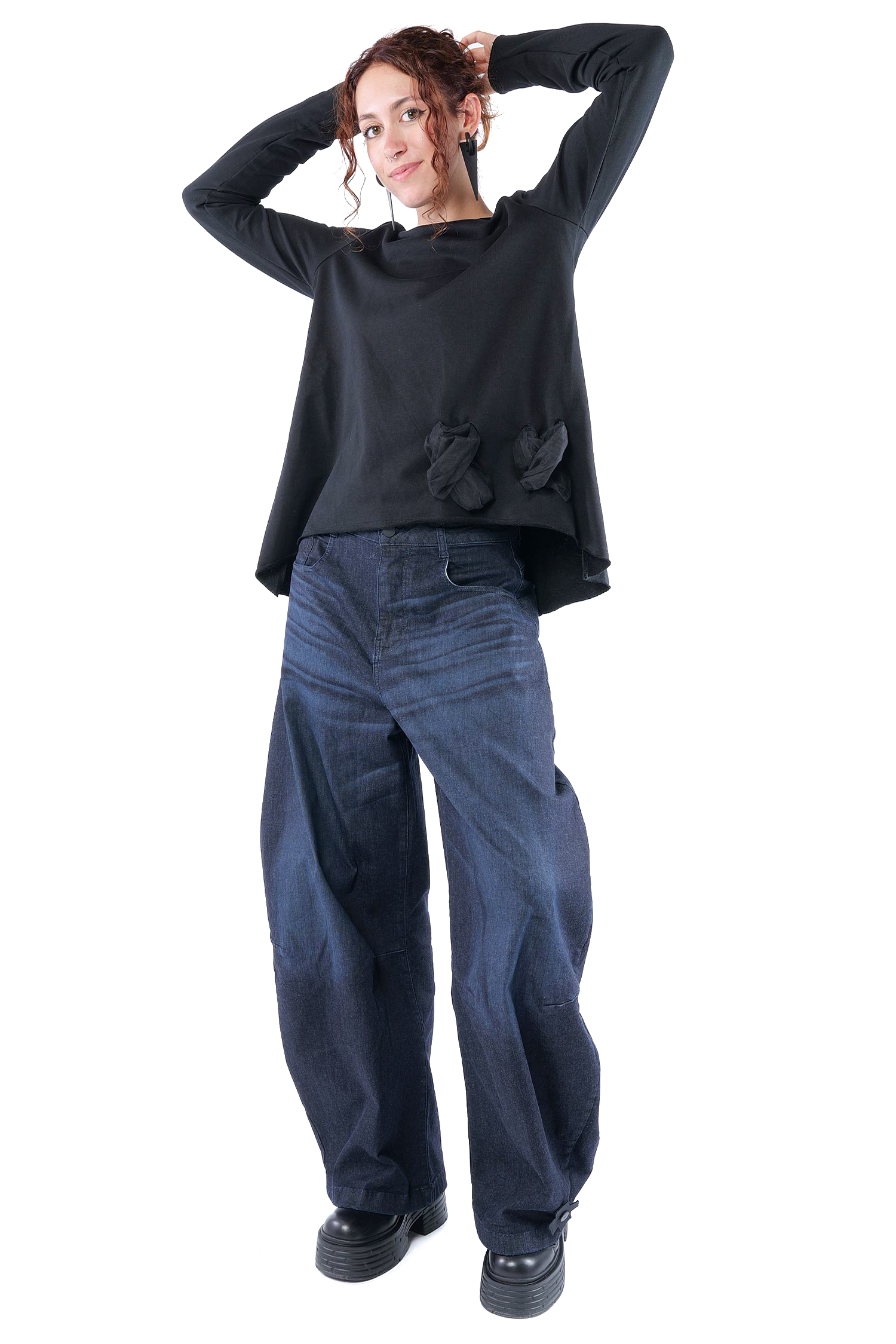 A-Linien Pullover - Schwarz - 2126