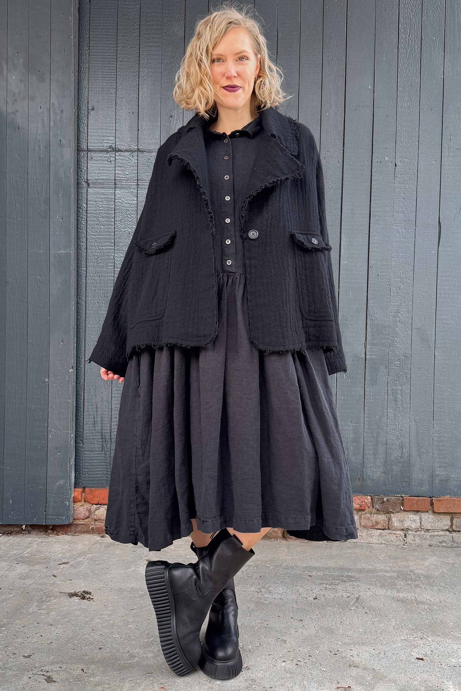 Frayed winter jacket - Black - 2263281102