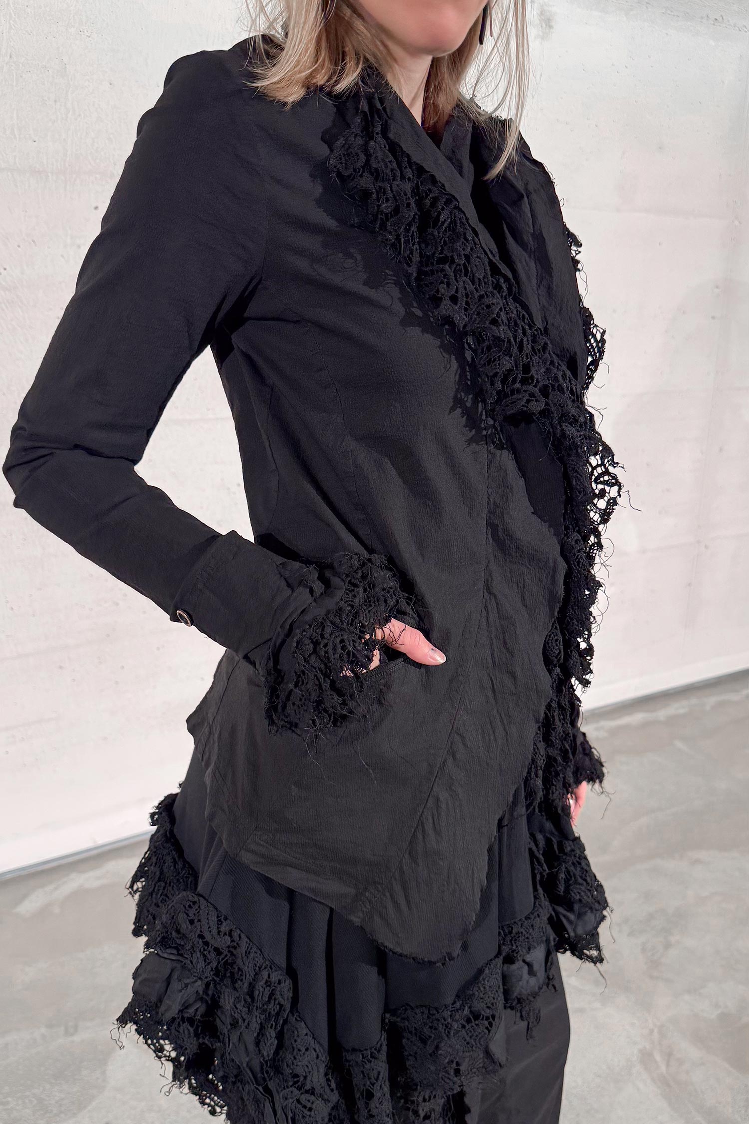 Jacke mit Spitze - Black gloss - 1262241124