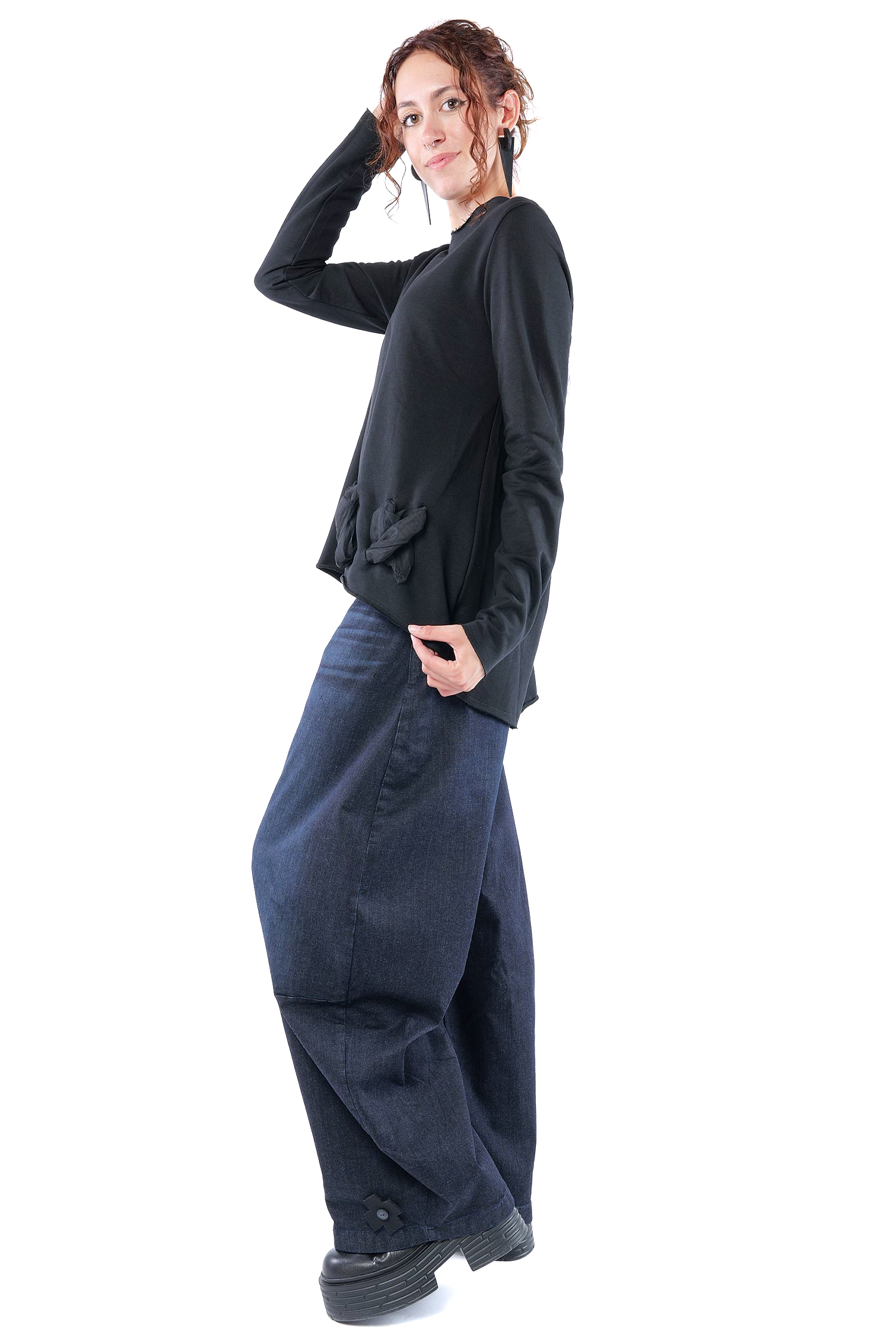 A-Linien Pullover - Schwarz - 2126