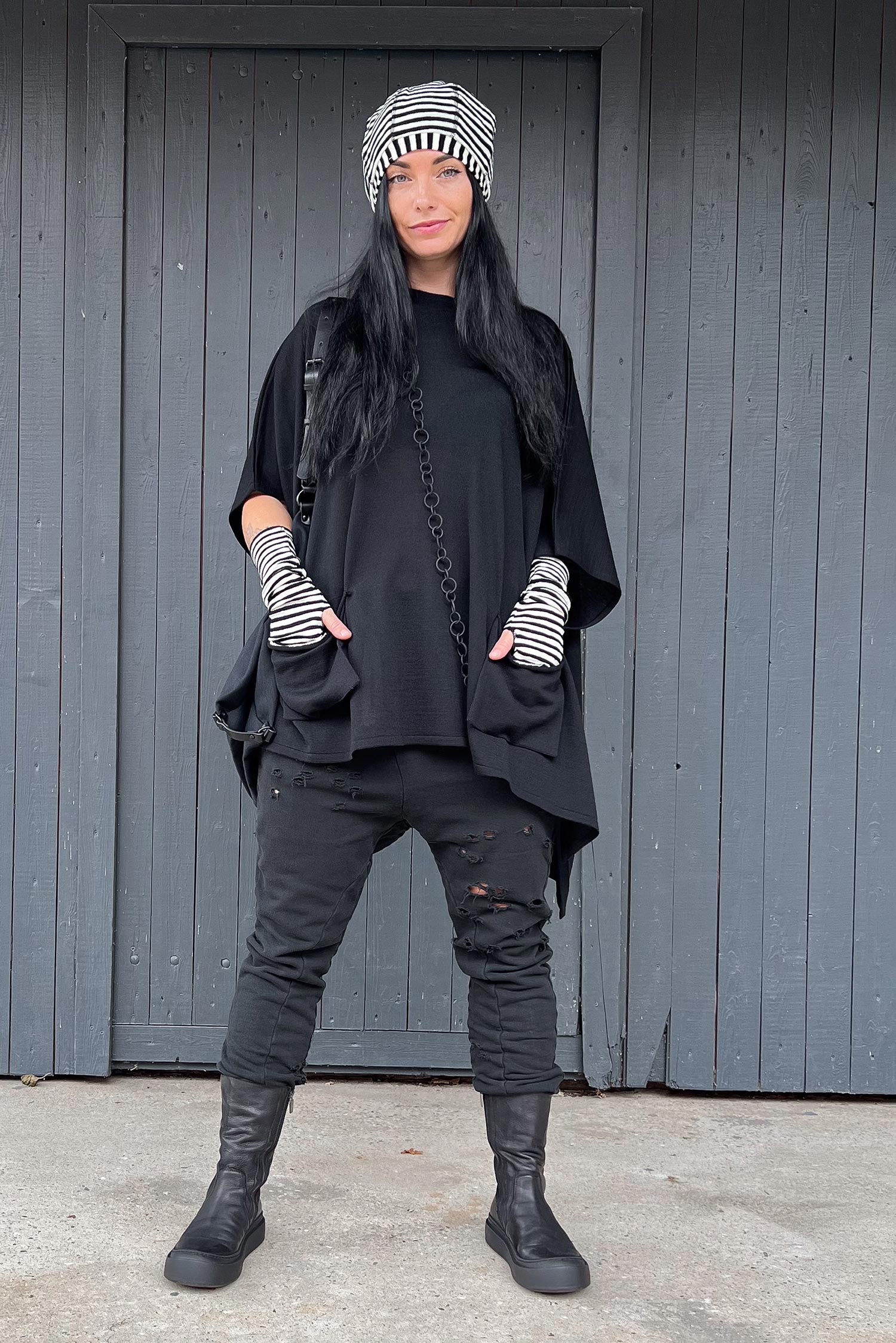 Oversize Feinstrickpullover - Schwarz - NM4000