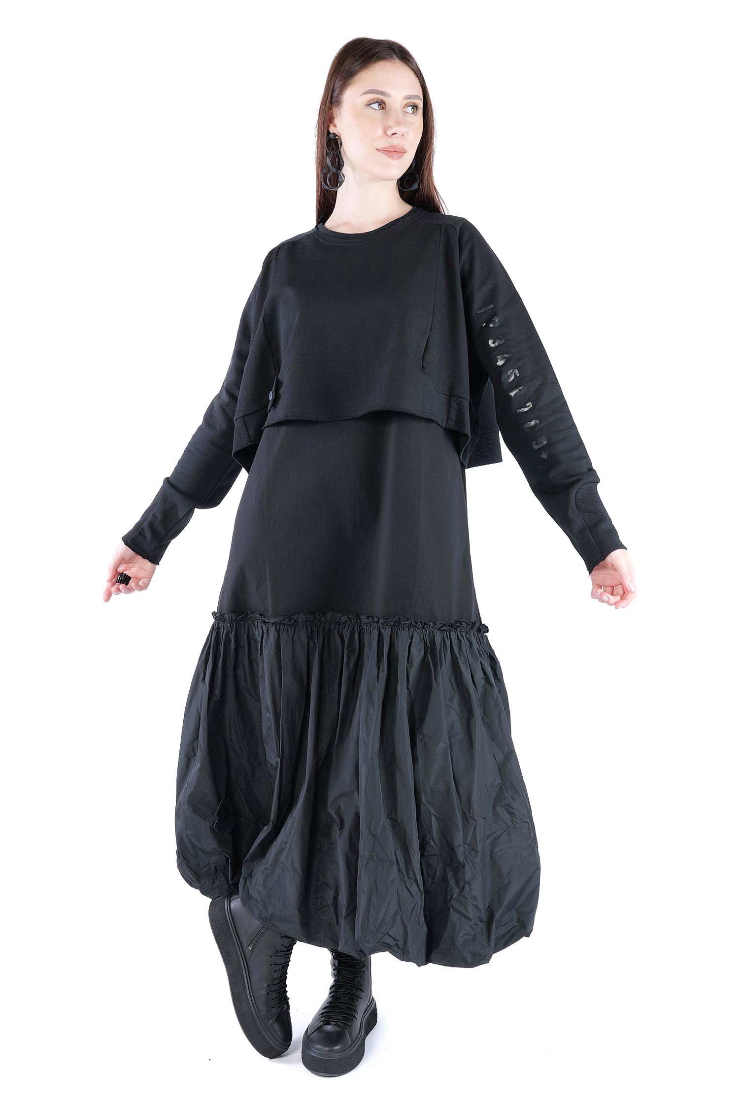 Kurzer Sweatpullover - Black print - 2137