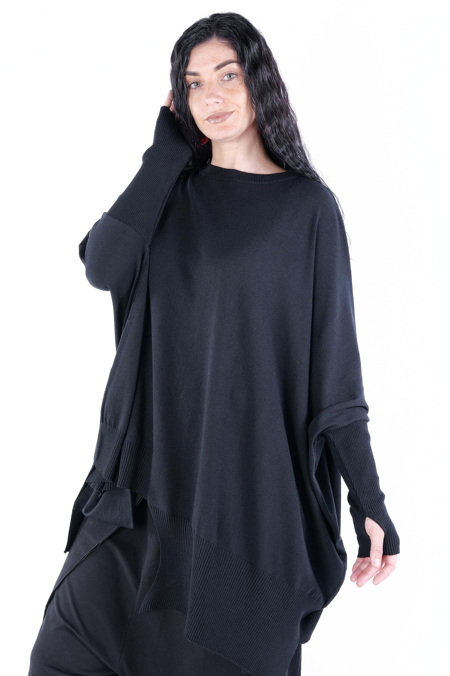 Oversize fine knit pullover - black - NM2000