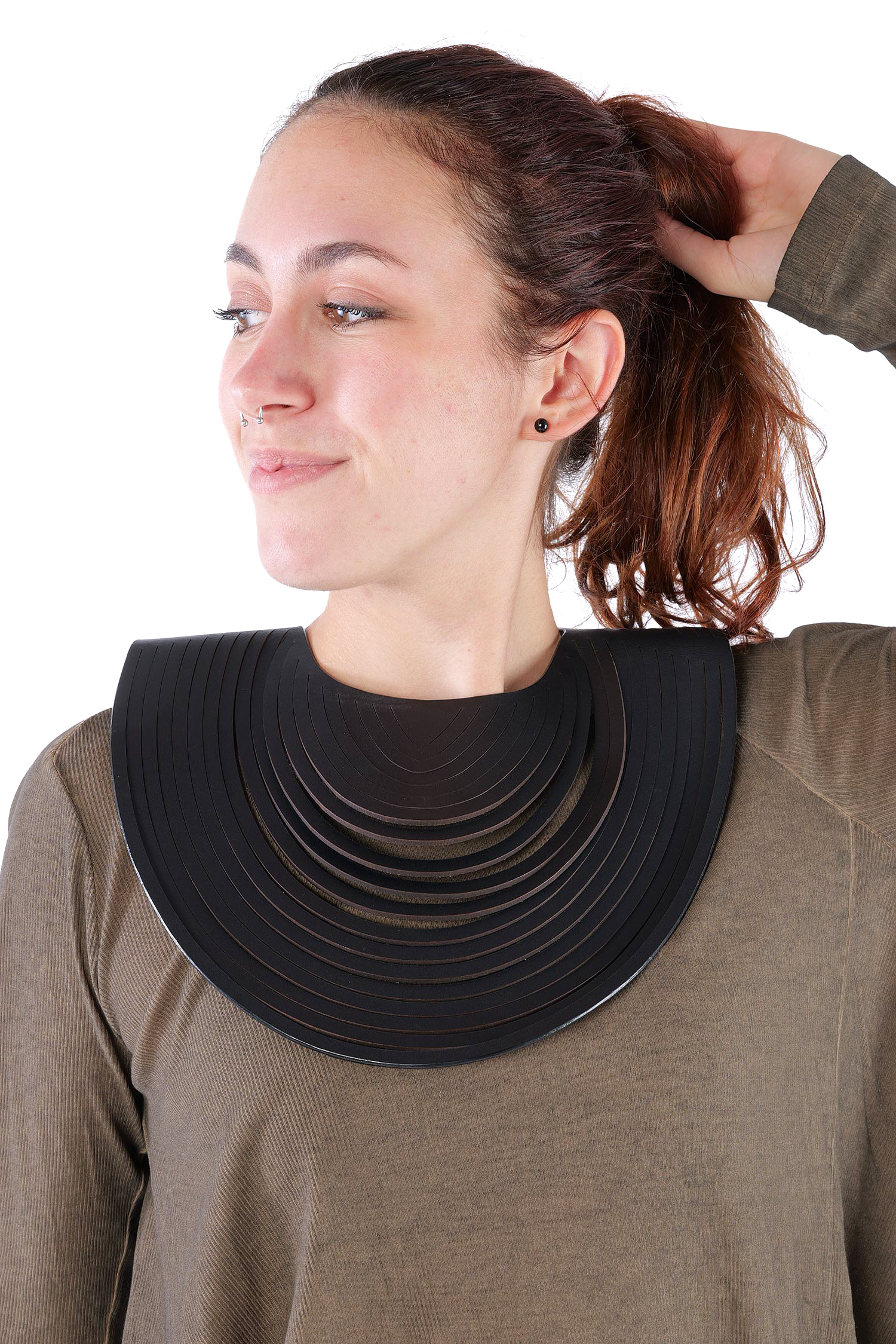 Leather necklace - black - NE15