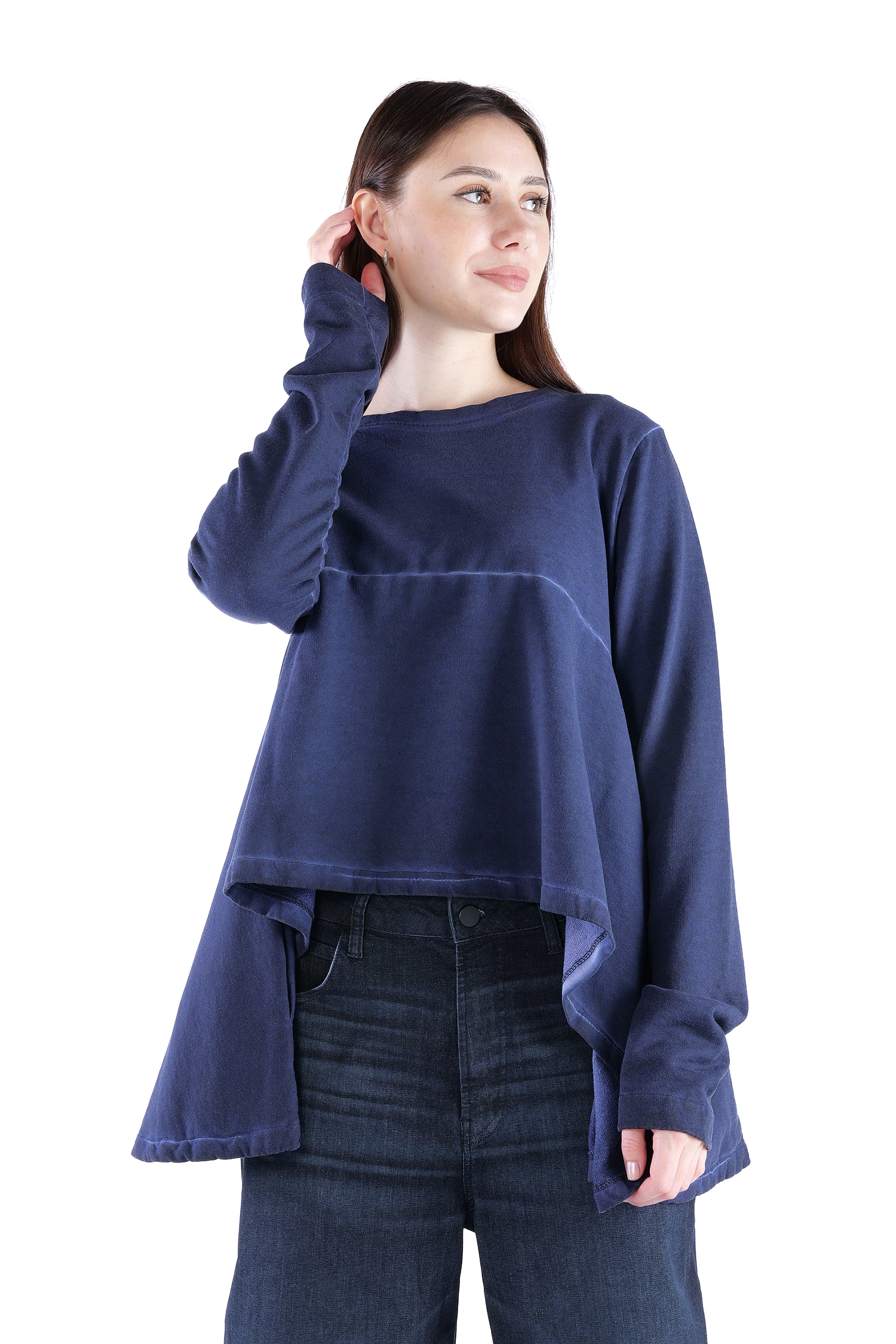 Asymmetrical sweat pullover - Ocean - 2135