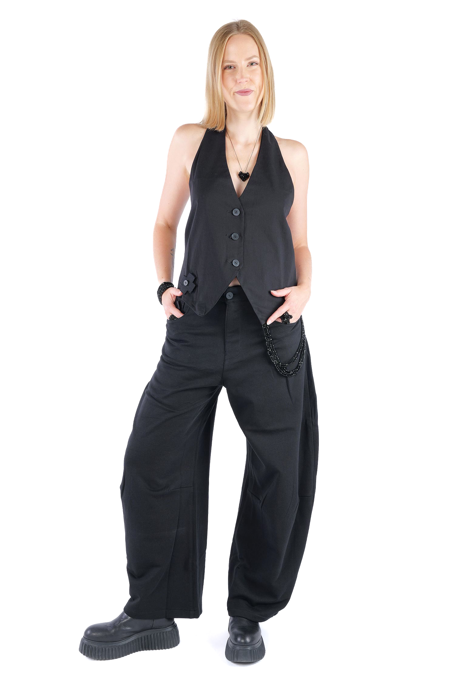 Stretch-Weste - Schwarz - 4036