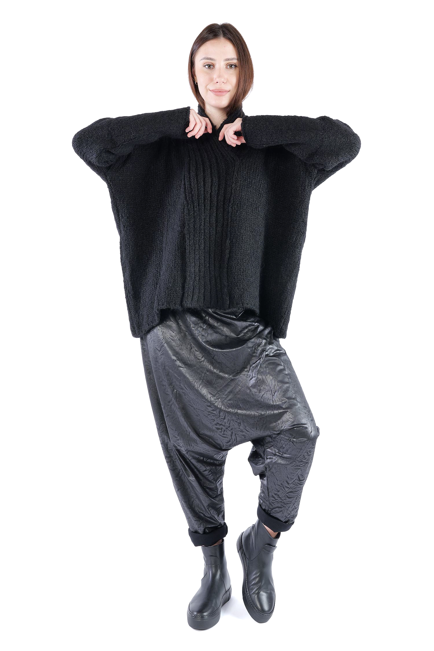 Dicker Strickpullover - Schwarz - Shawla