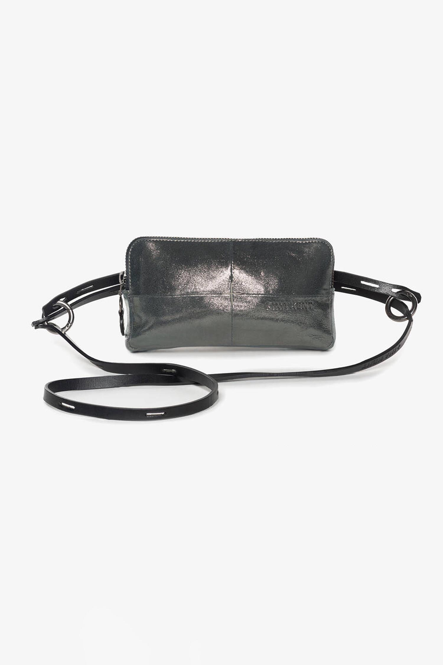 Kleine Leder Tasche - Crackled Graphite  - X.ONI ed.2