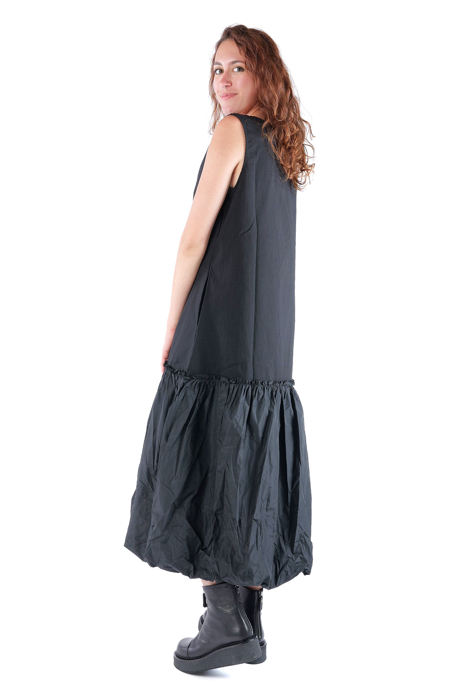 Gerüschtes Kleid - Schwarz - 1124