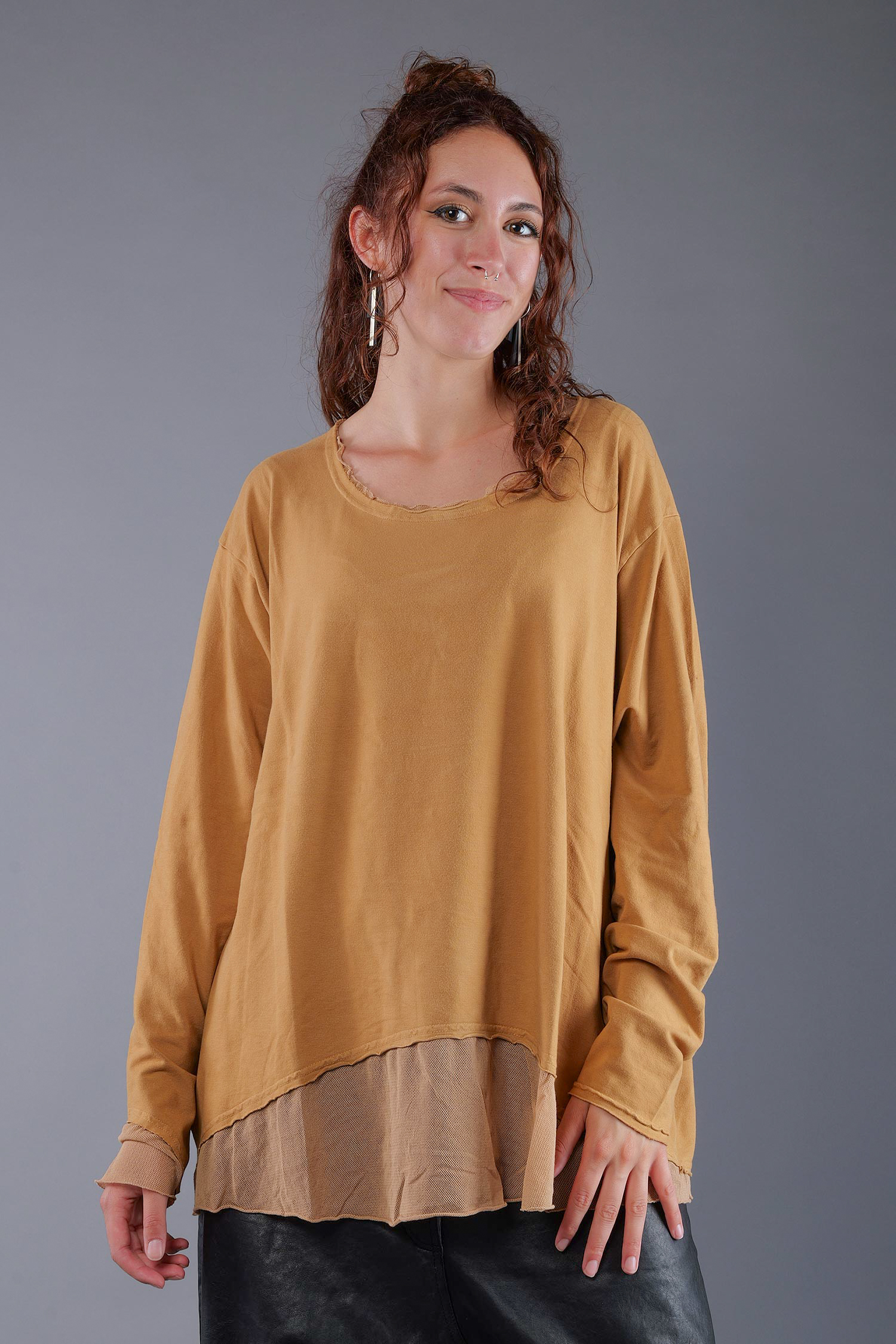 Shirt mit Tüll - Bronze - 2263510502