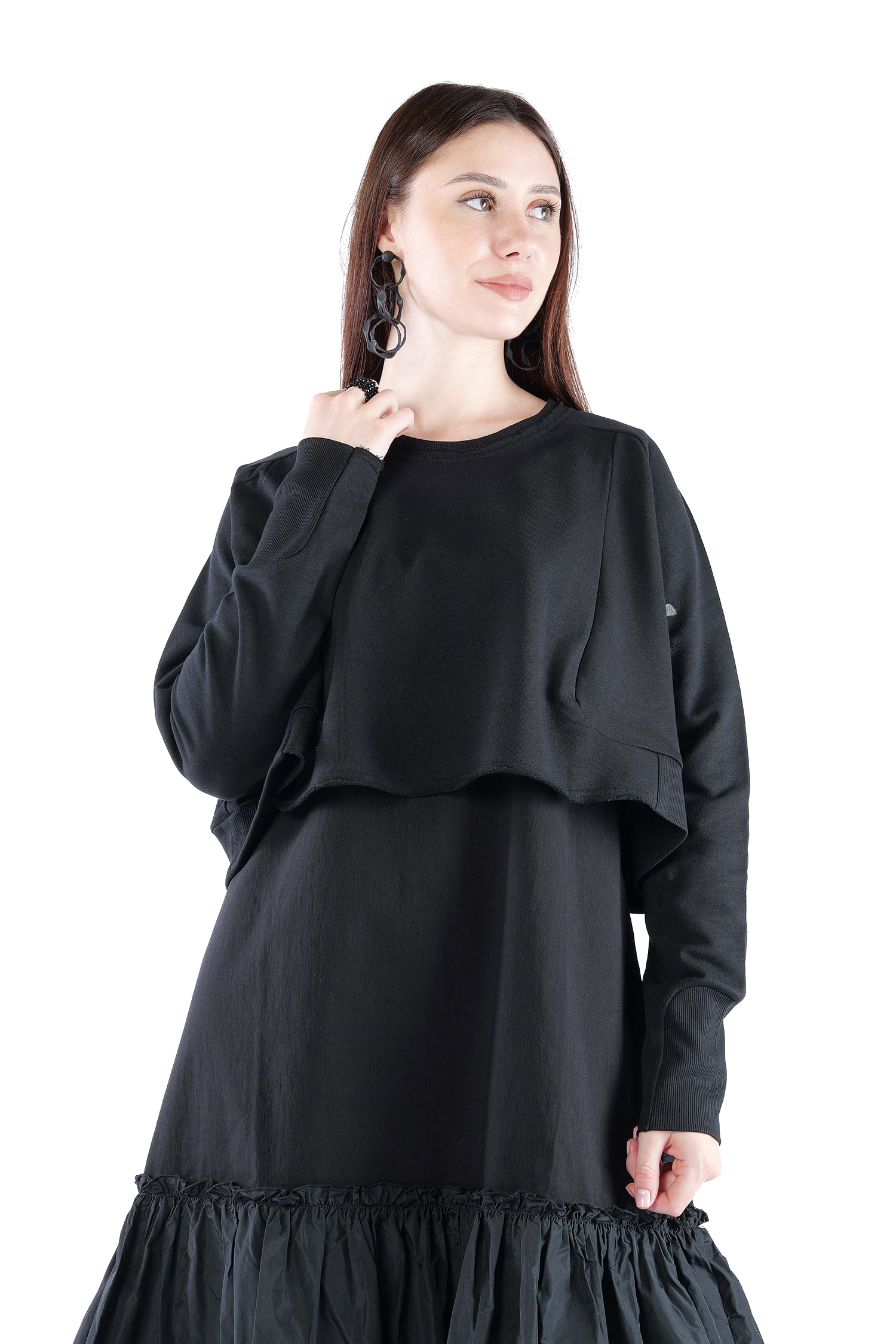 Kurzer Sweatpullover - Black print - 2137