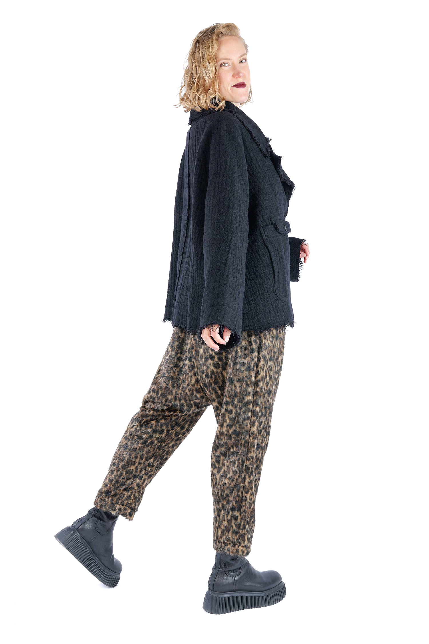 Fransige Winterjacke - Schwarz - 2263281102