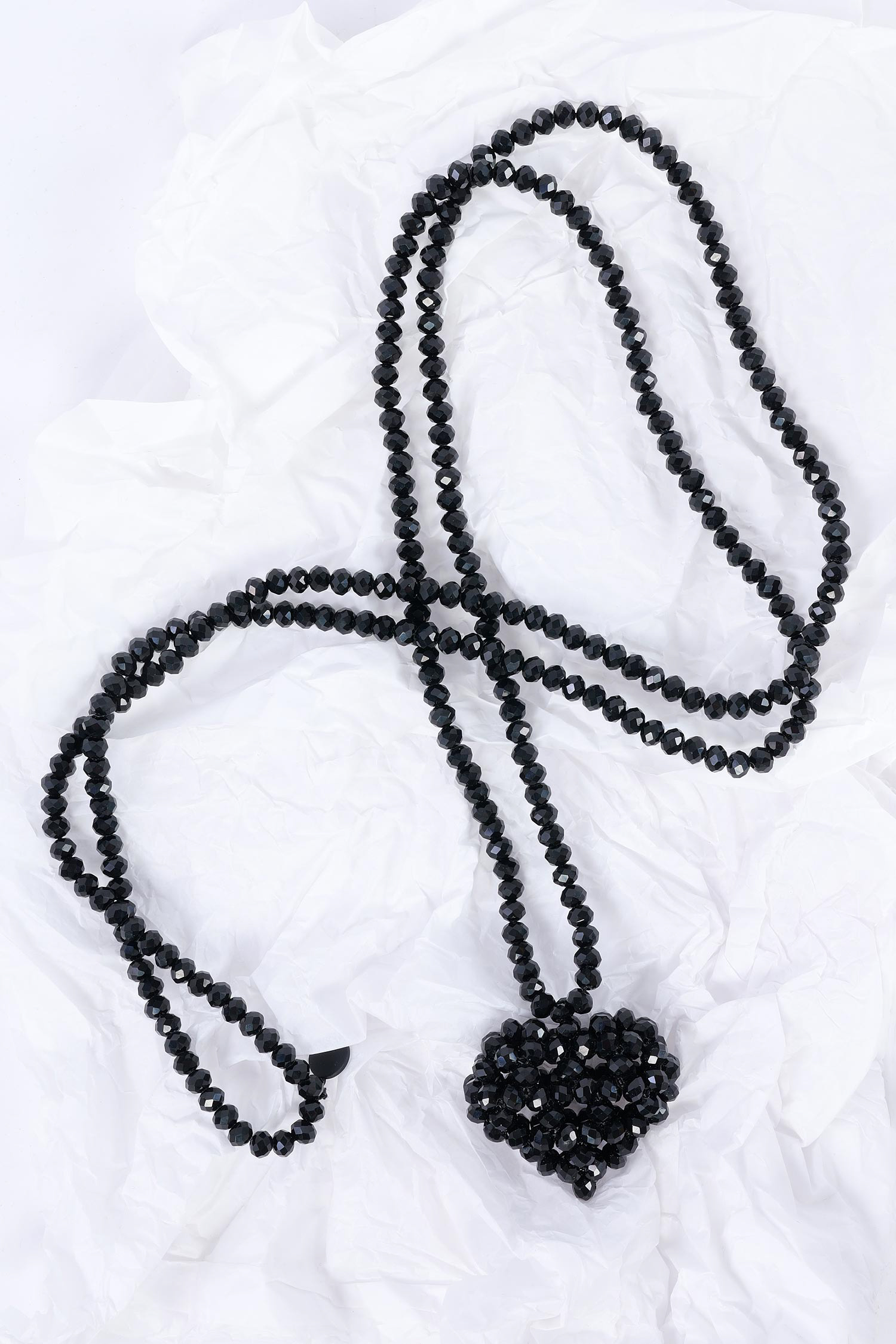 Extra lange 3D Herz Kette - Schwarz - 1539