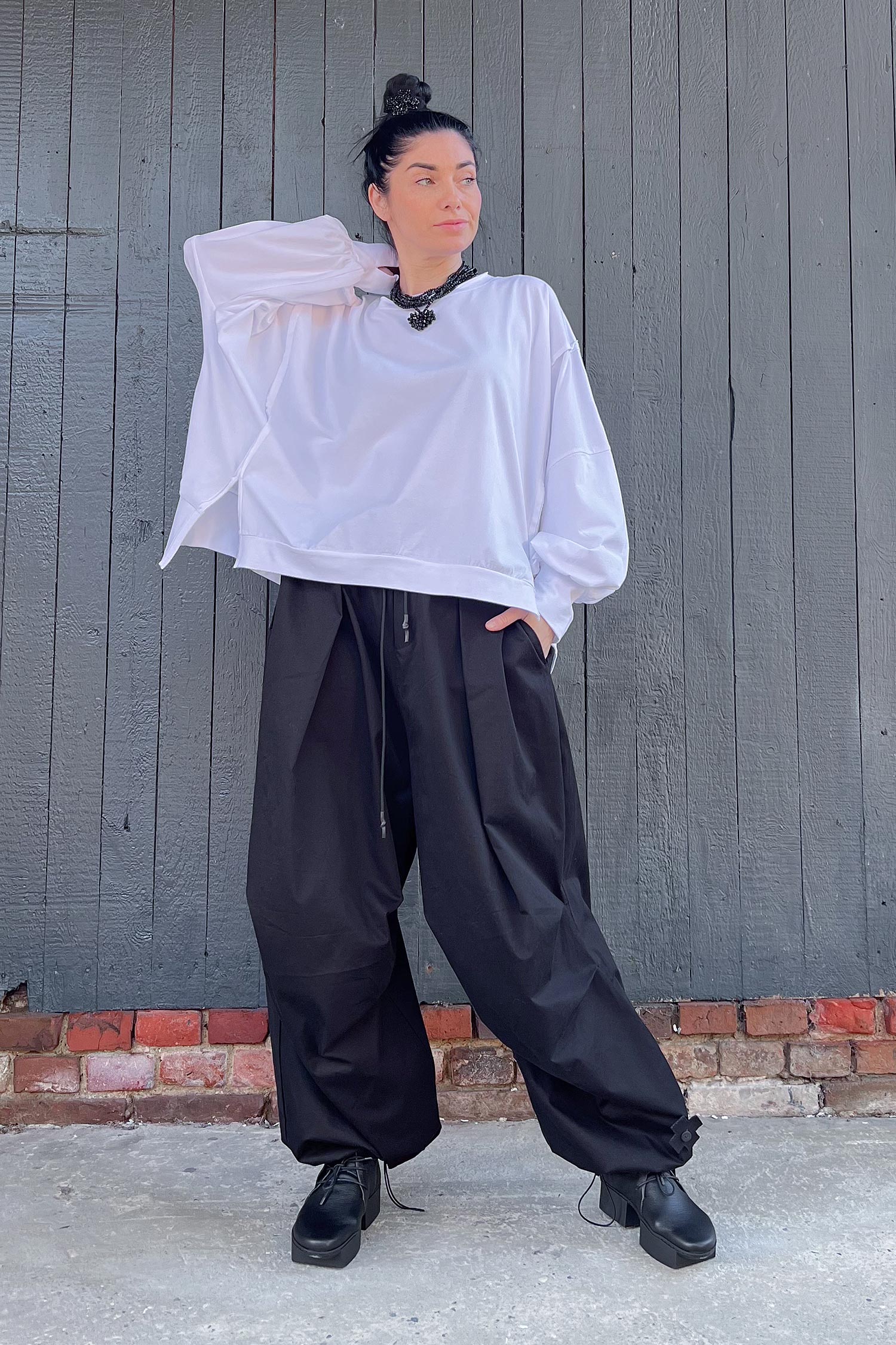 Oversize Jersey Pullover - Weiß - 26.1-KHJ123