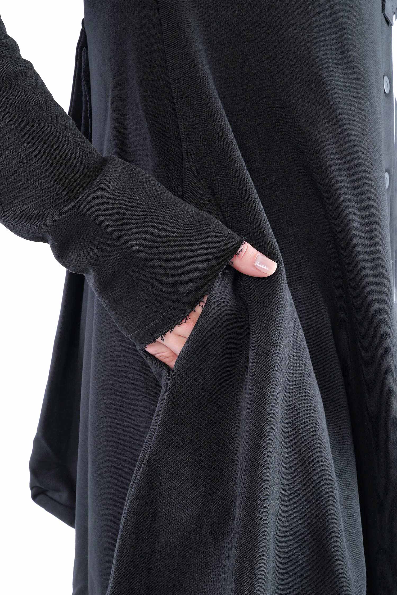 Sweat Mantel-Kleid - Schwarz - 2124