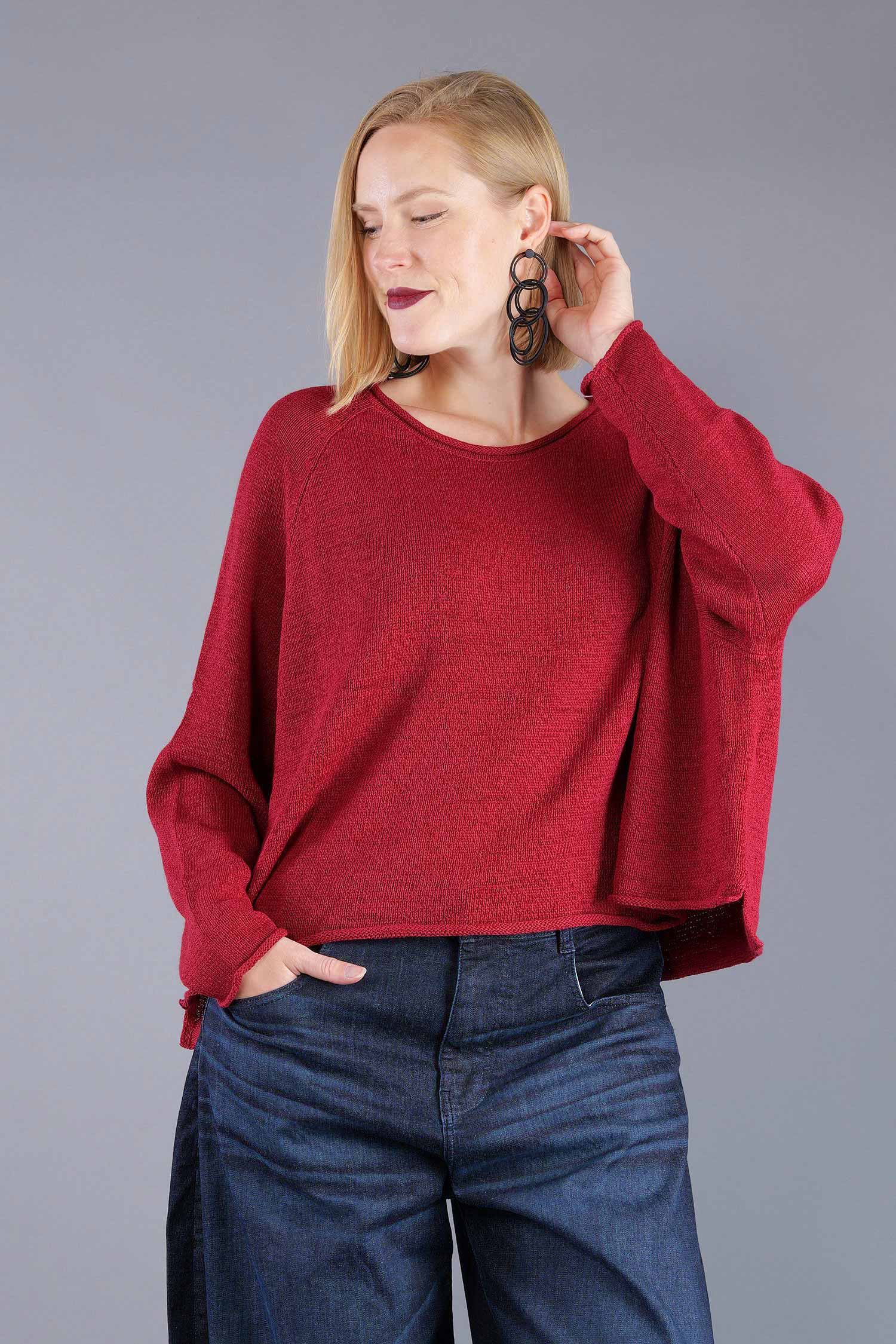 Oversized knitted pullover - Lava - 2263720713