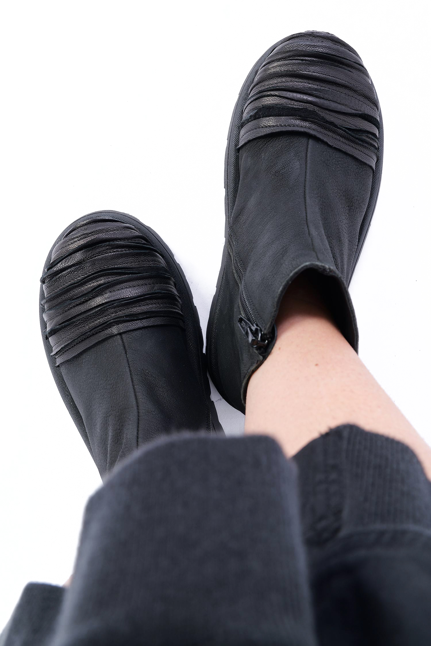 Breite Leder Boots - Schwarz - Britany