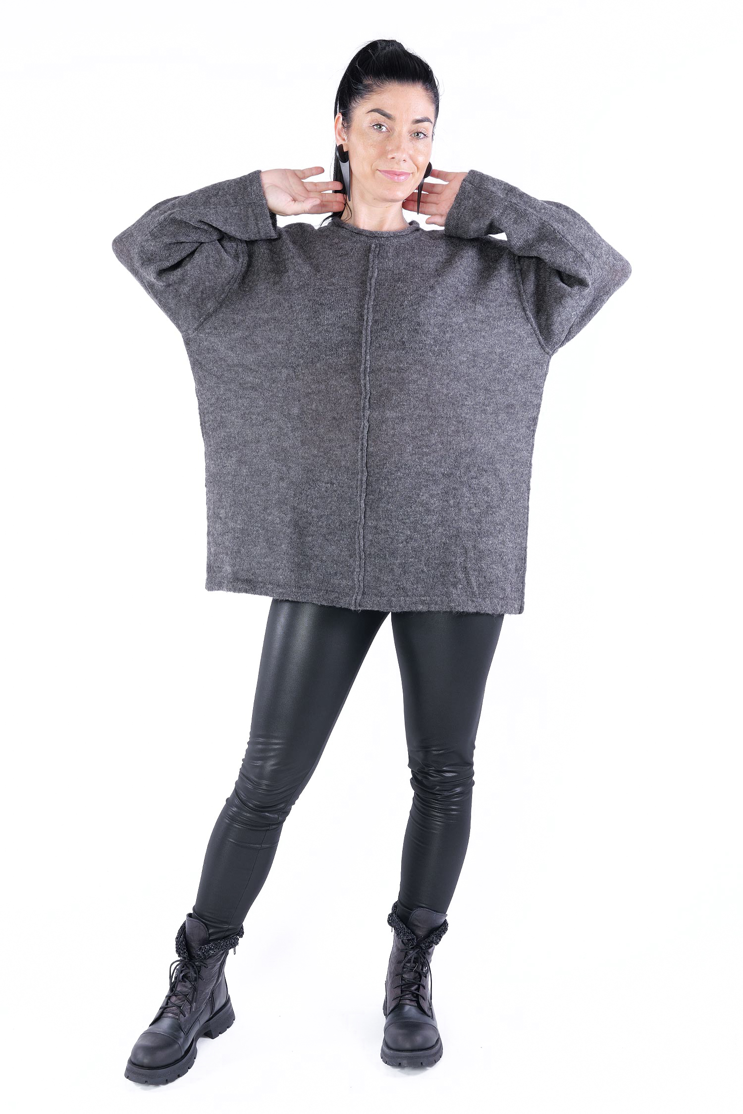 Feinstrick Tunika - Grau - Allana