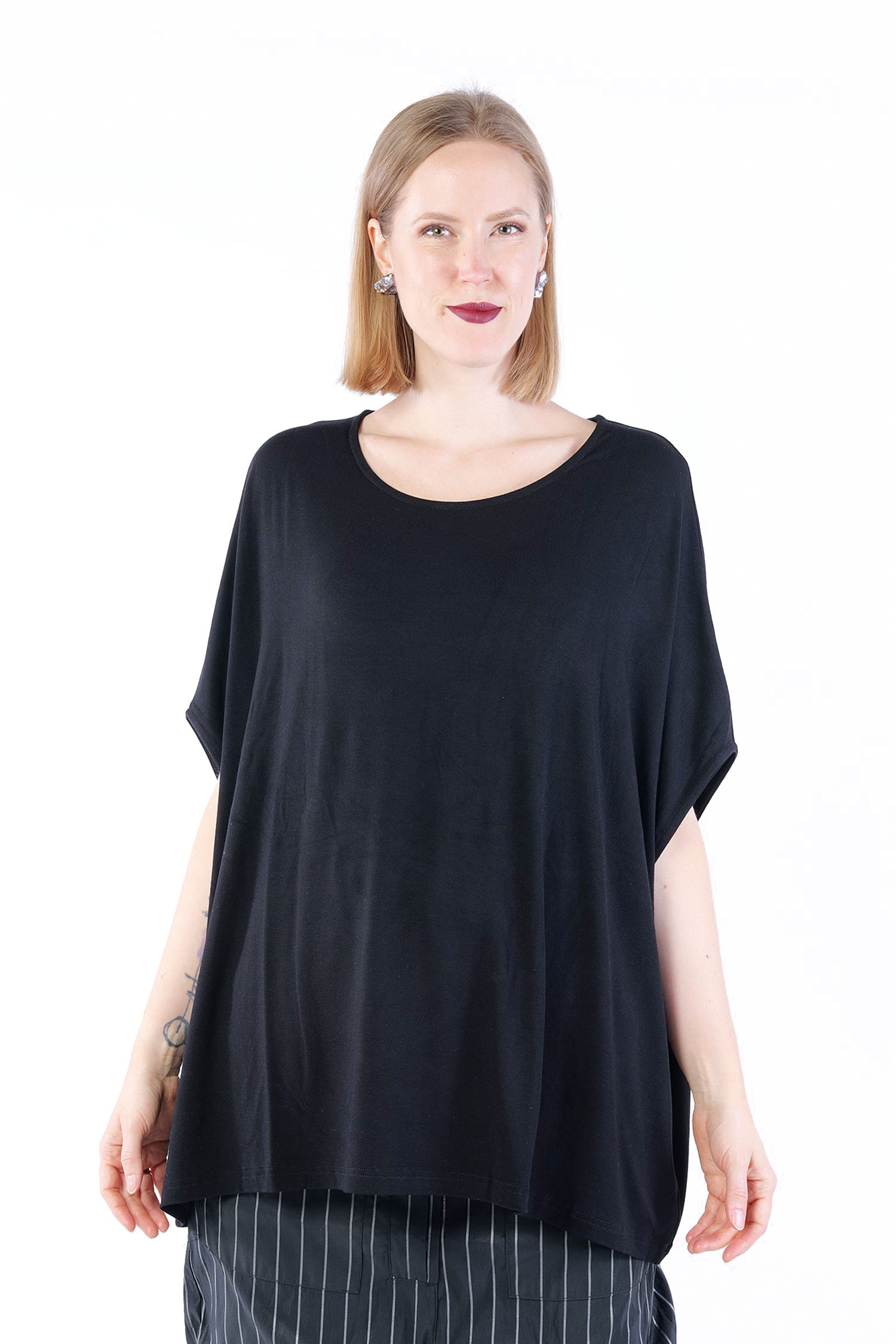 Oversize Jerseyshirt - Schwarz - 2605