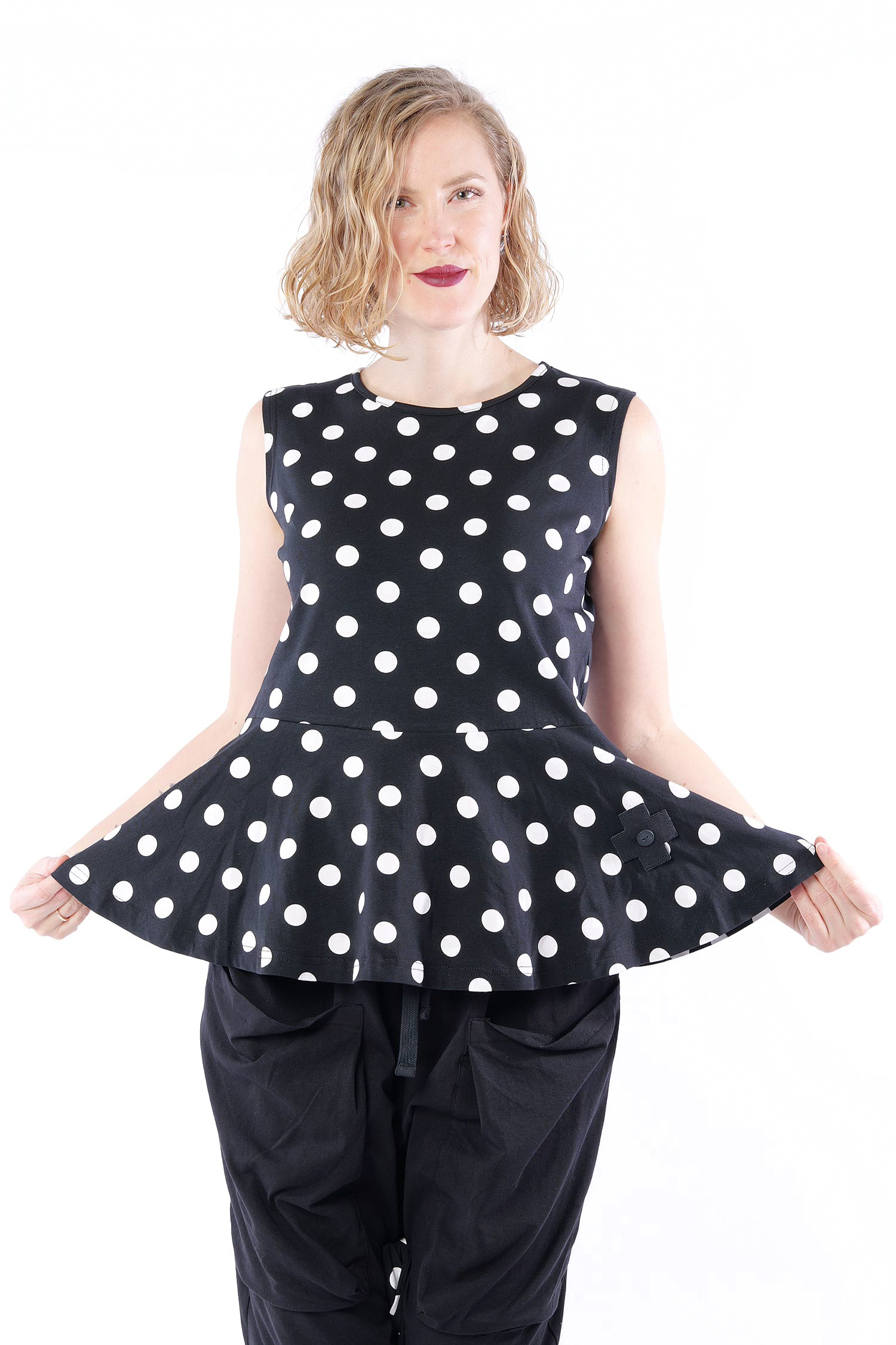 Jersey Top - Black white dots - 5077