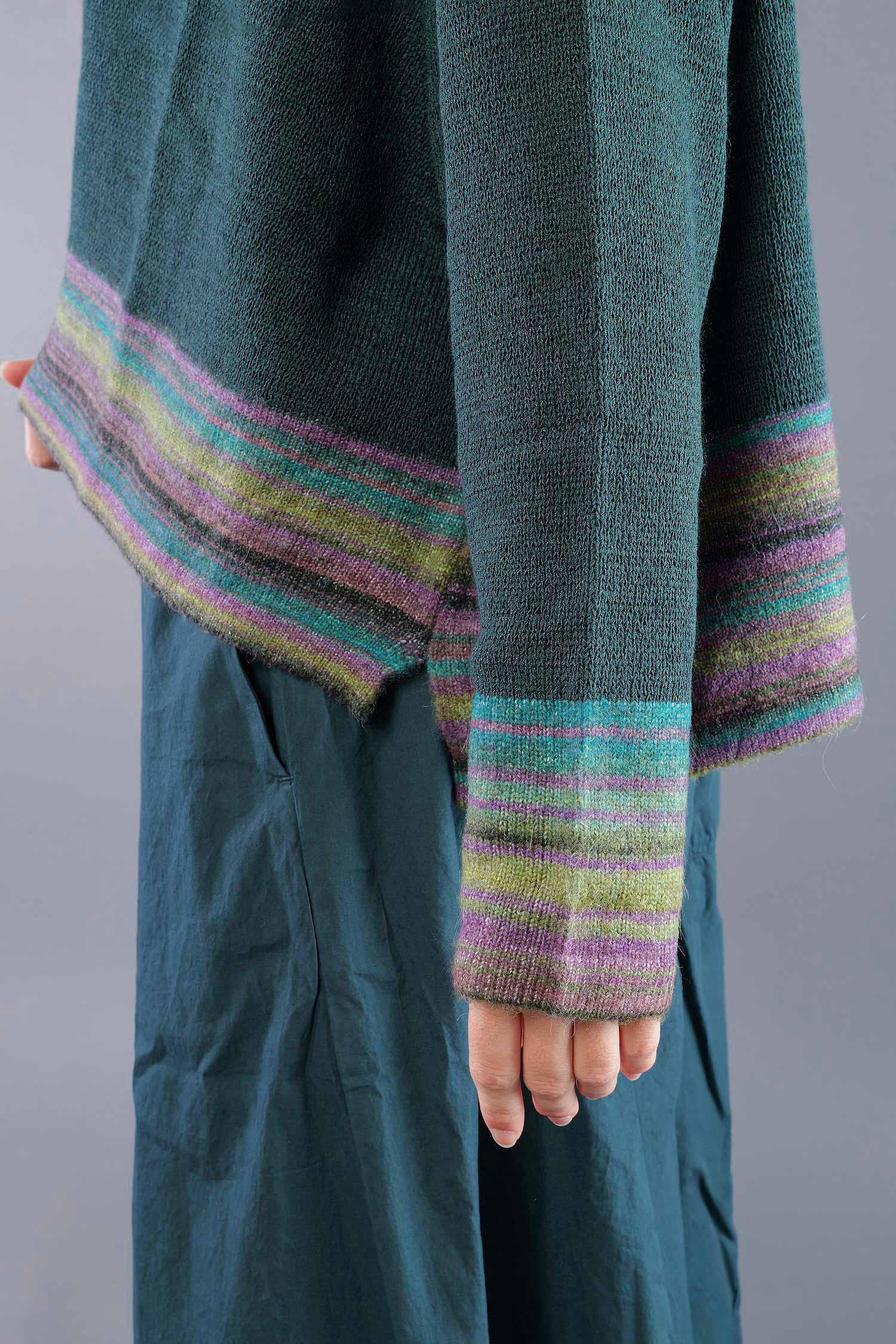 Oversized knitted pullover - Forest stripe - 2263720703