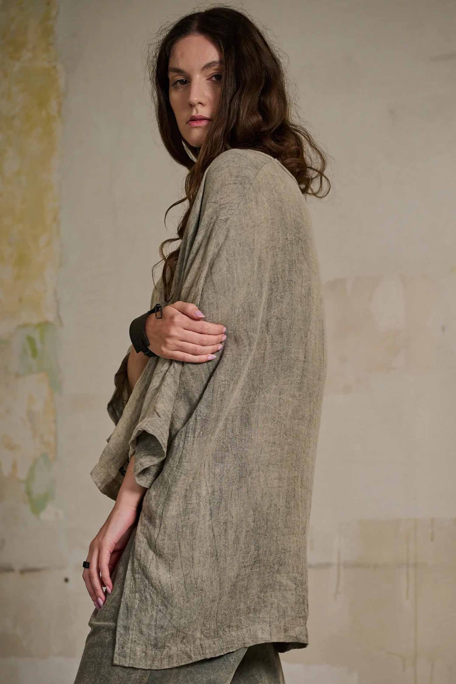 Leinen Shirt - Grey Stone-washed - Curie